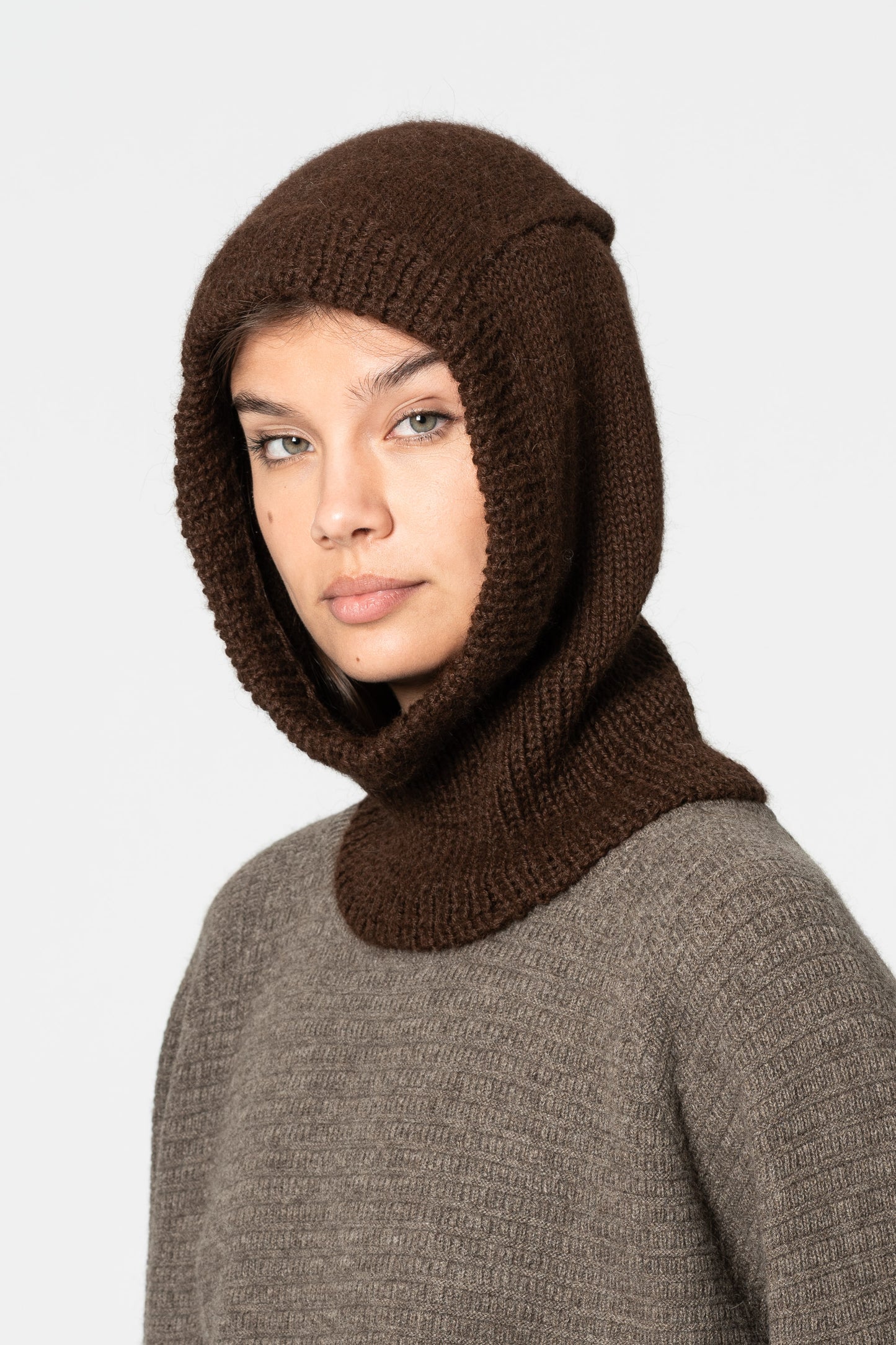 ALPACA Handknit Balaclava - Coffee Brown