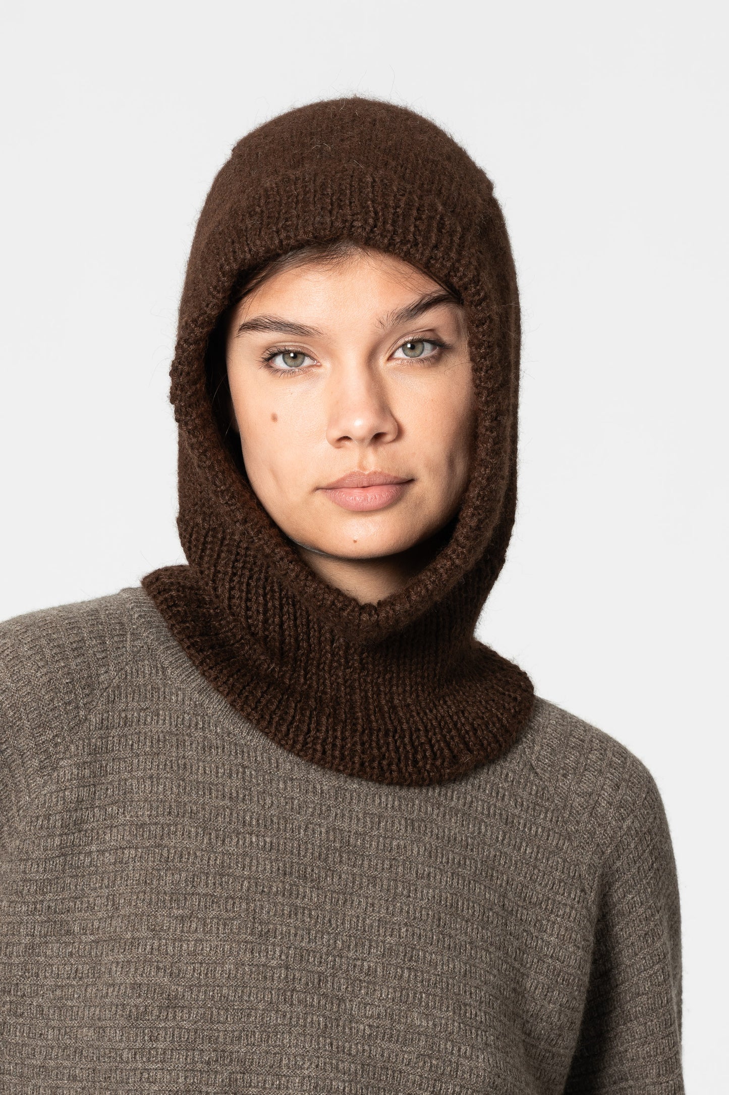 ALPACA Handknit Balaclava - Coffee Brown