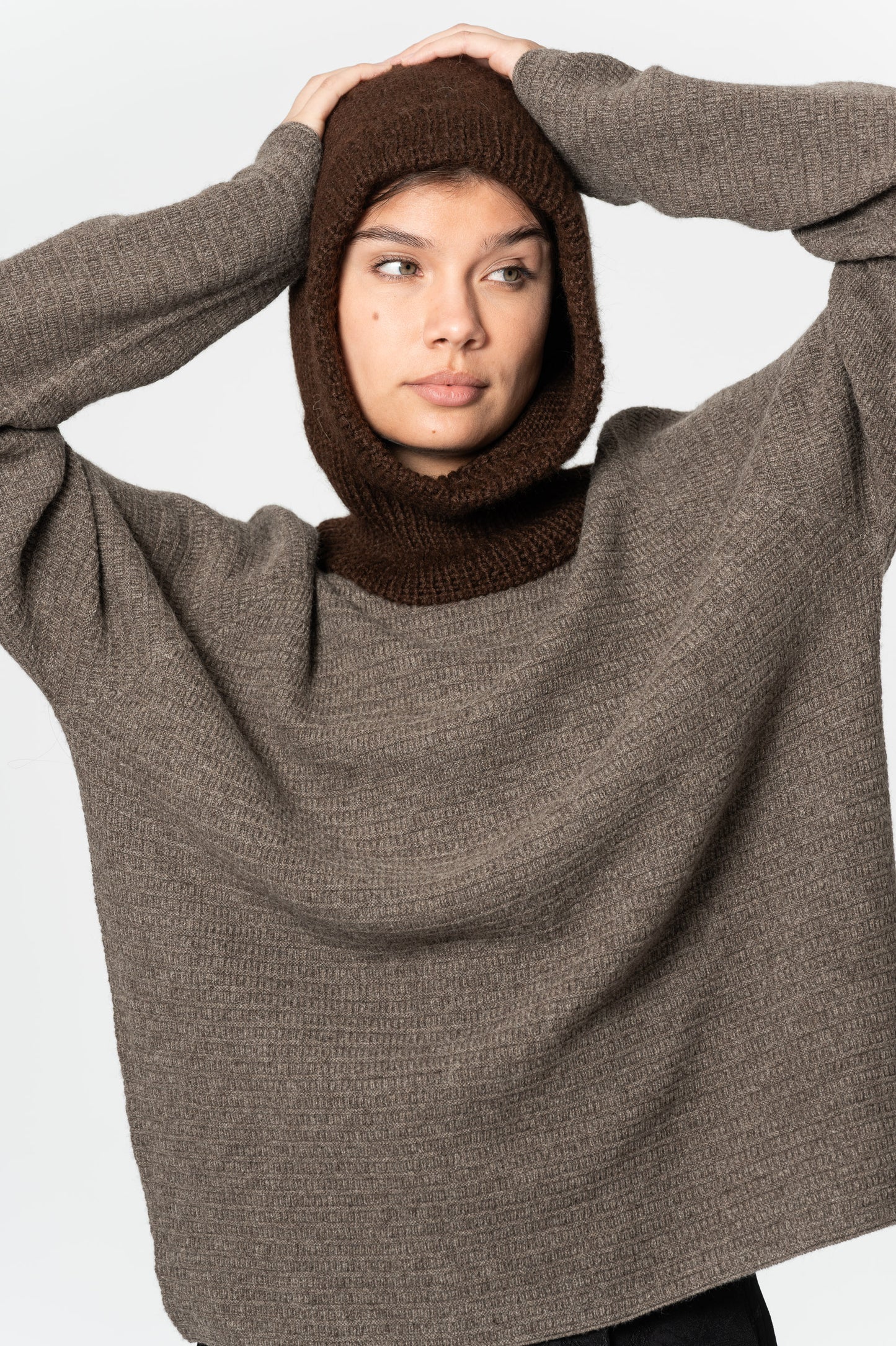 ALPACA Handknit Balaclava - Coffee Brown