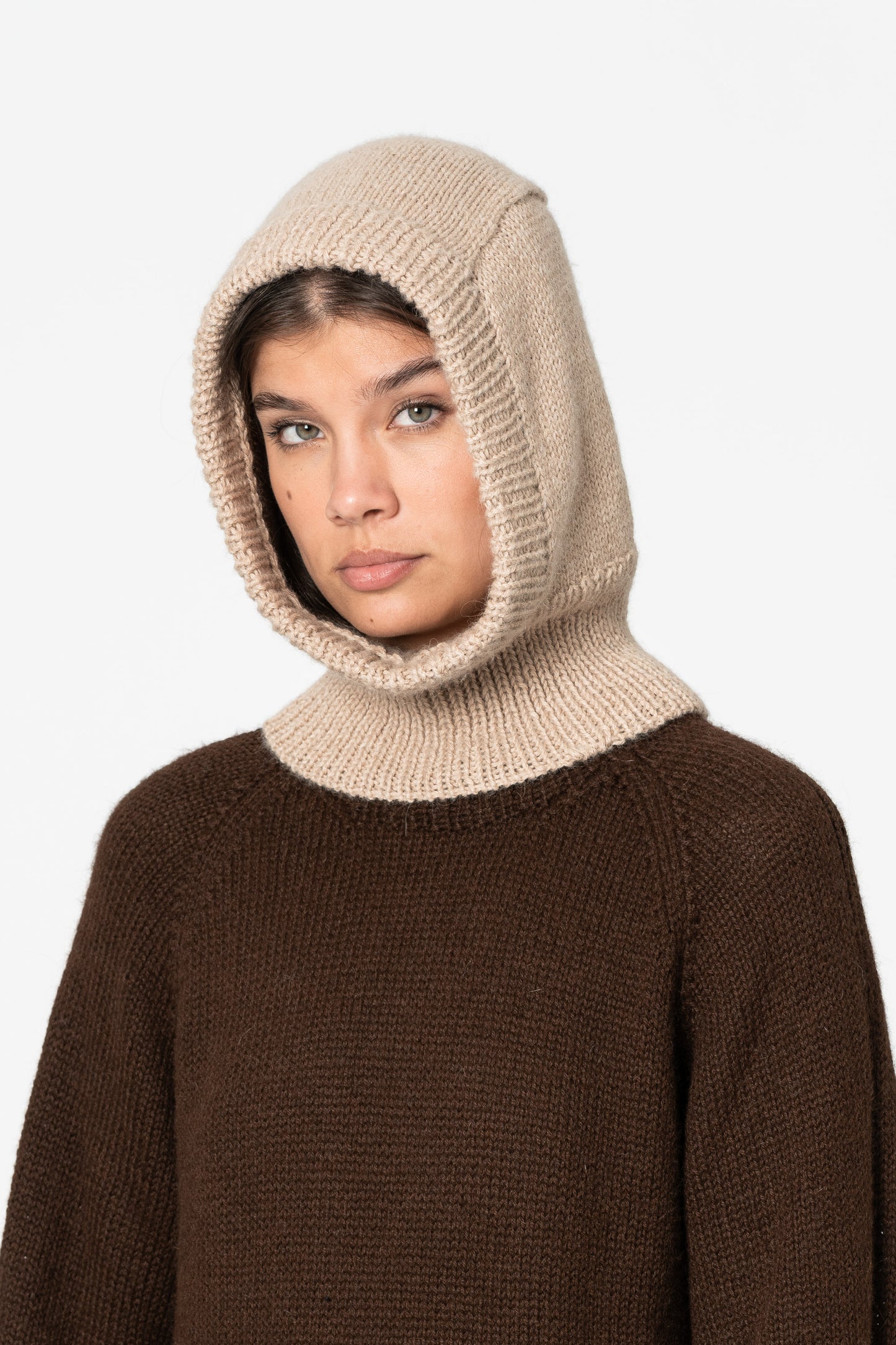 ALPACA Handknit Balaclava - Desert Sand