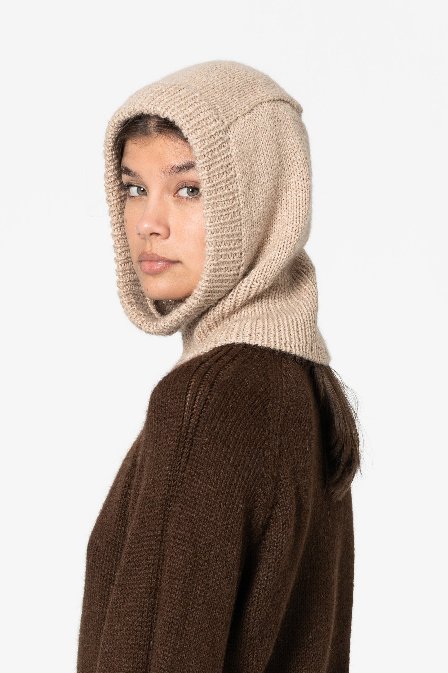 ALPACA Handknit Balaclava - Desert Sand