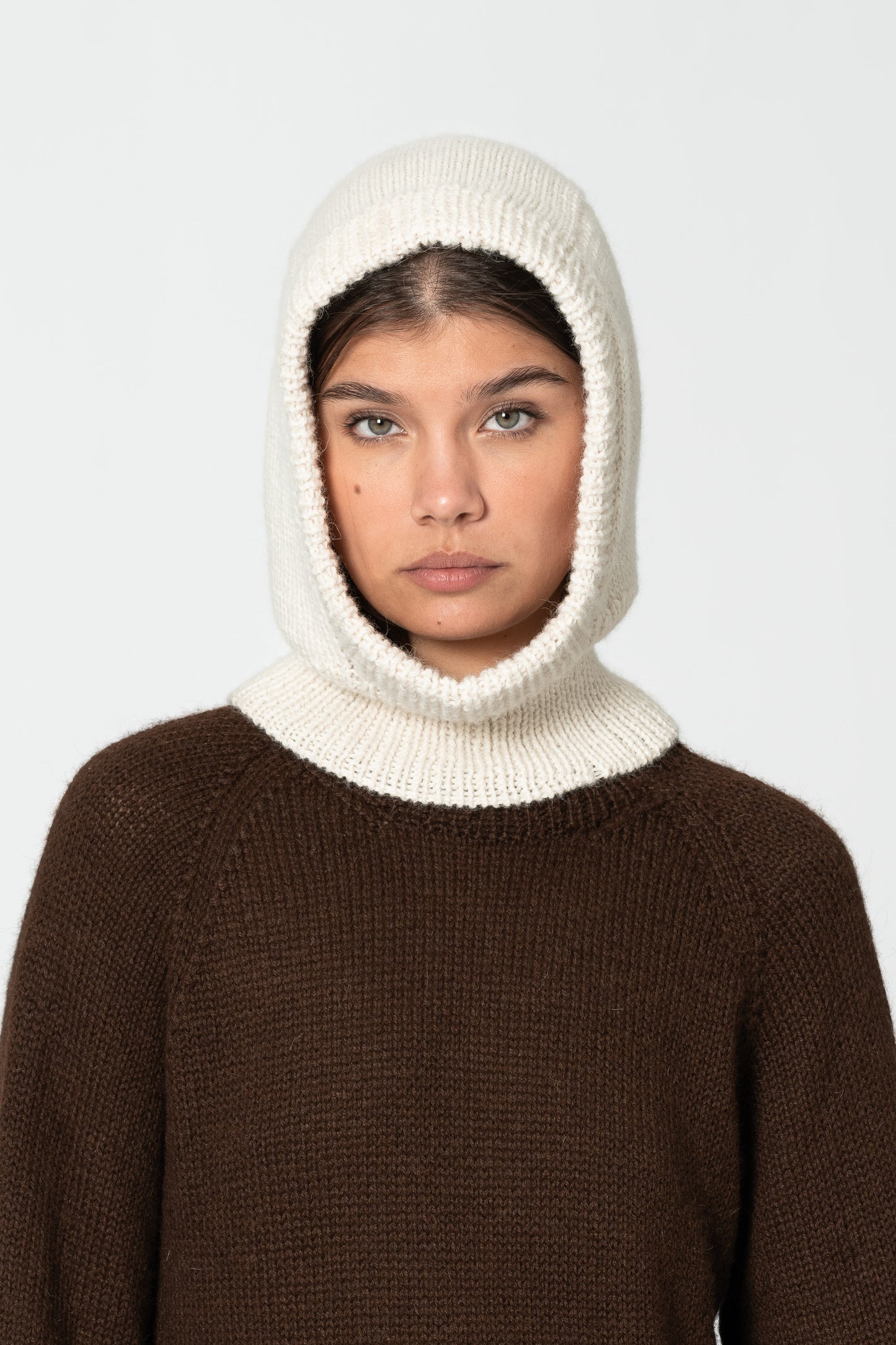ALPACA Handknit Balaclava - Ivory White