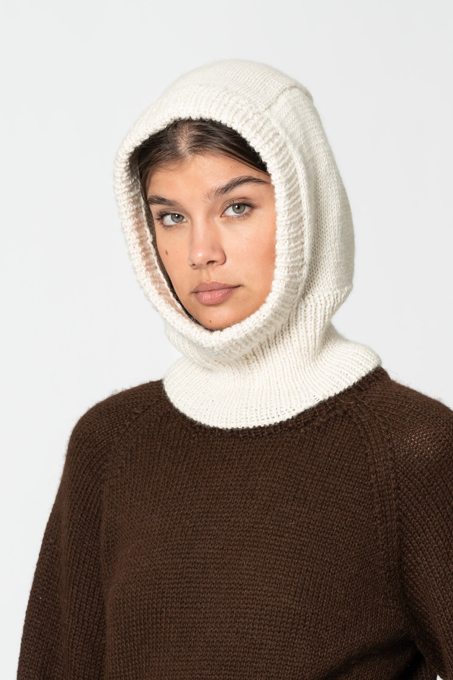 ALPACA Handknit Balaclava - Ivory White