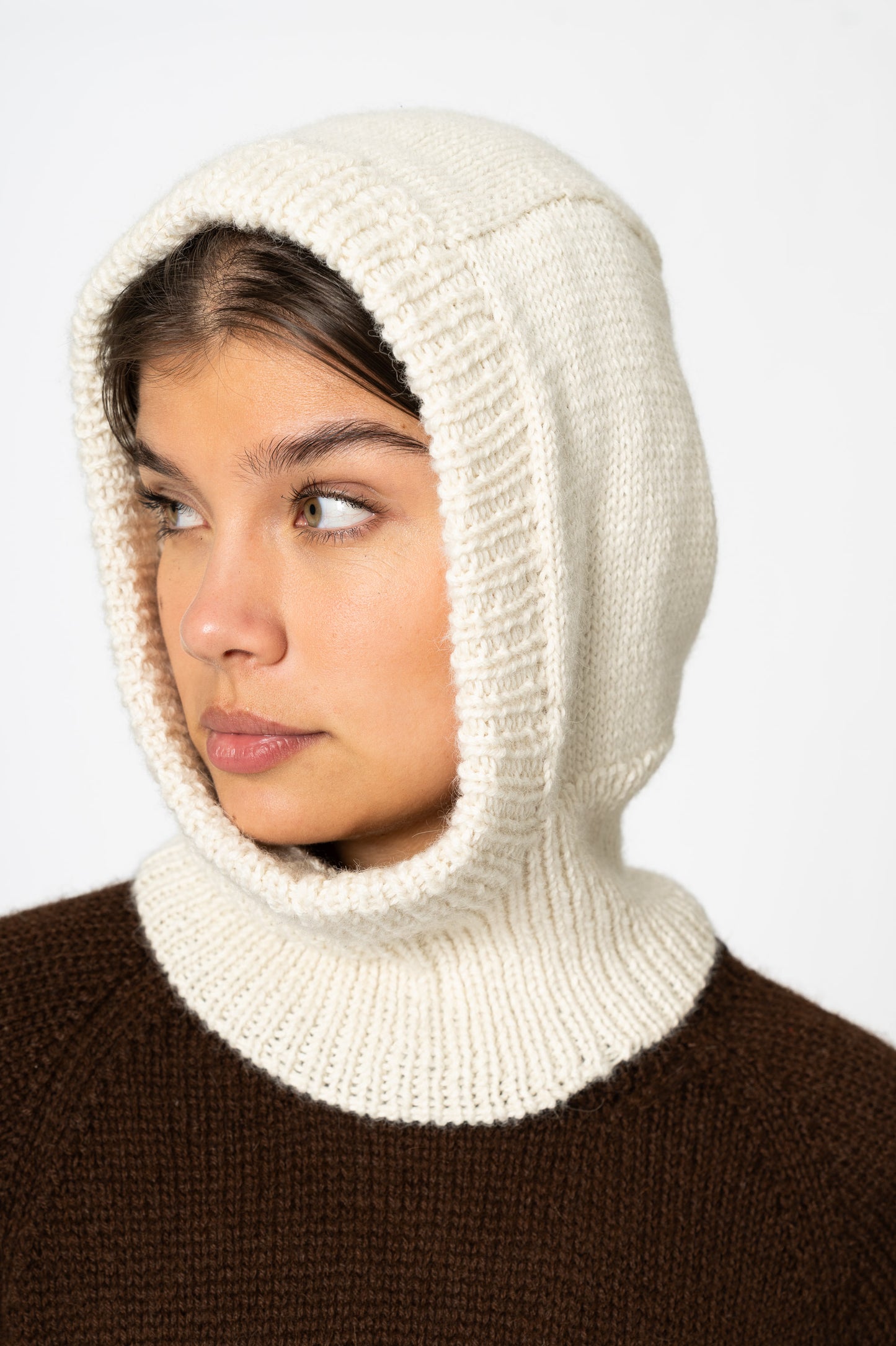 ALPACA Handknit Balaclava - Ivory White