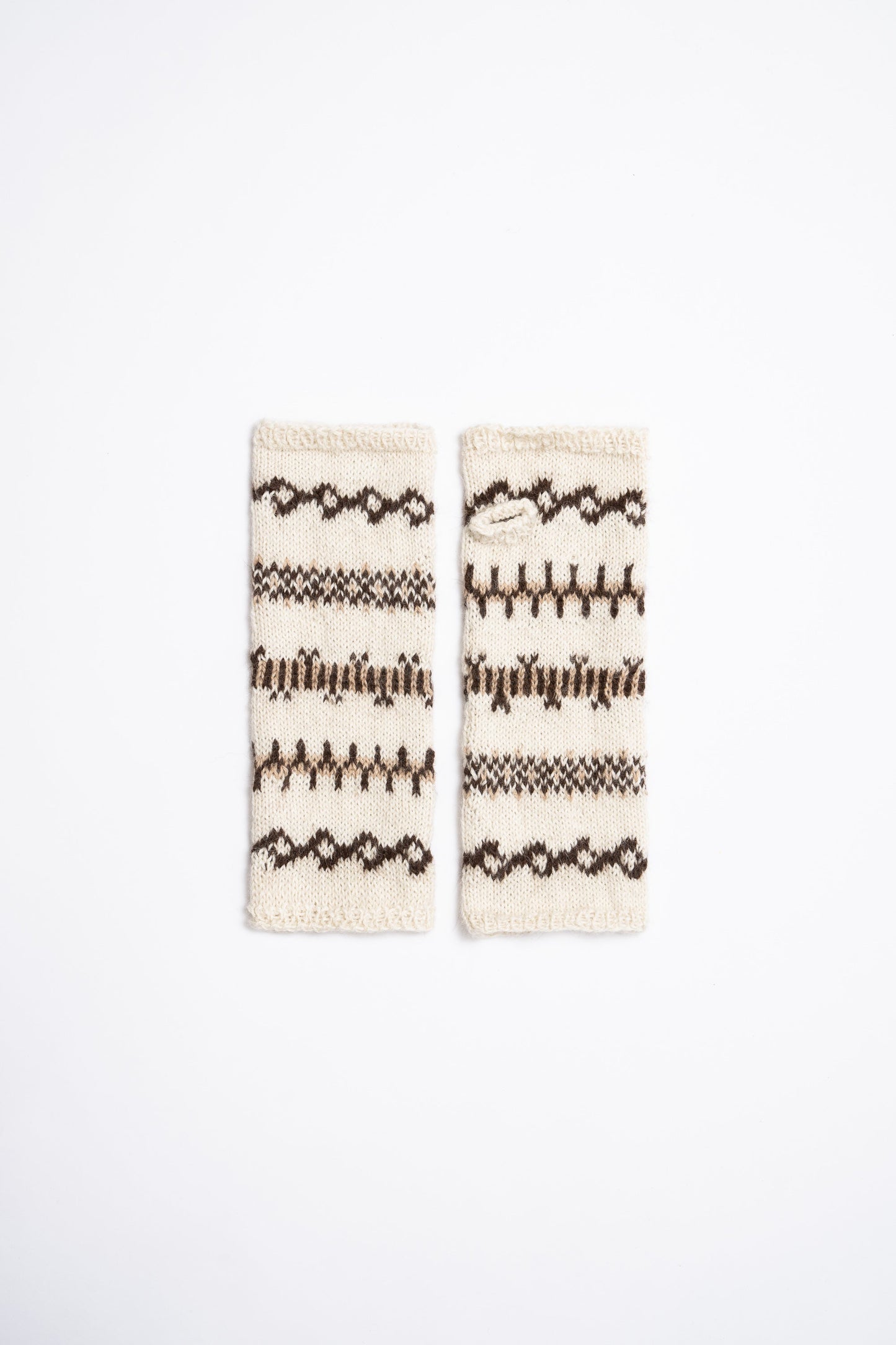 ALPACA Handknit Half Mitts - Ivory White