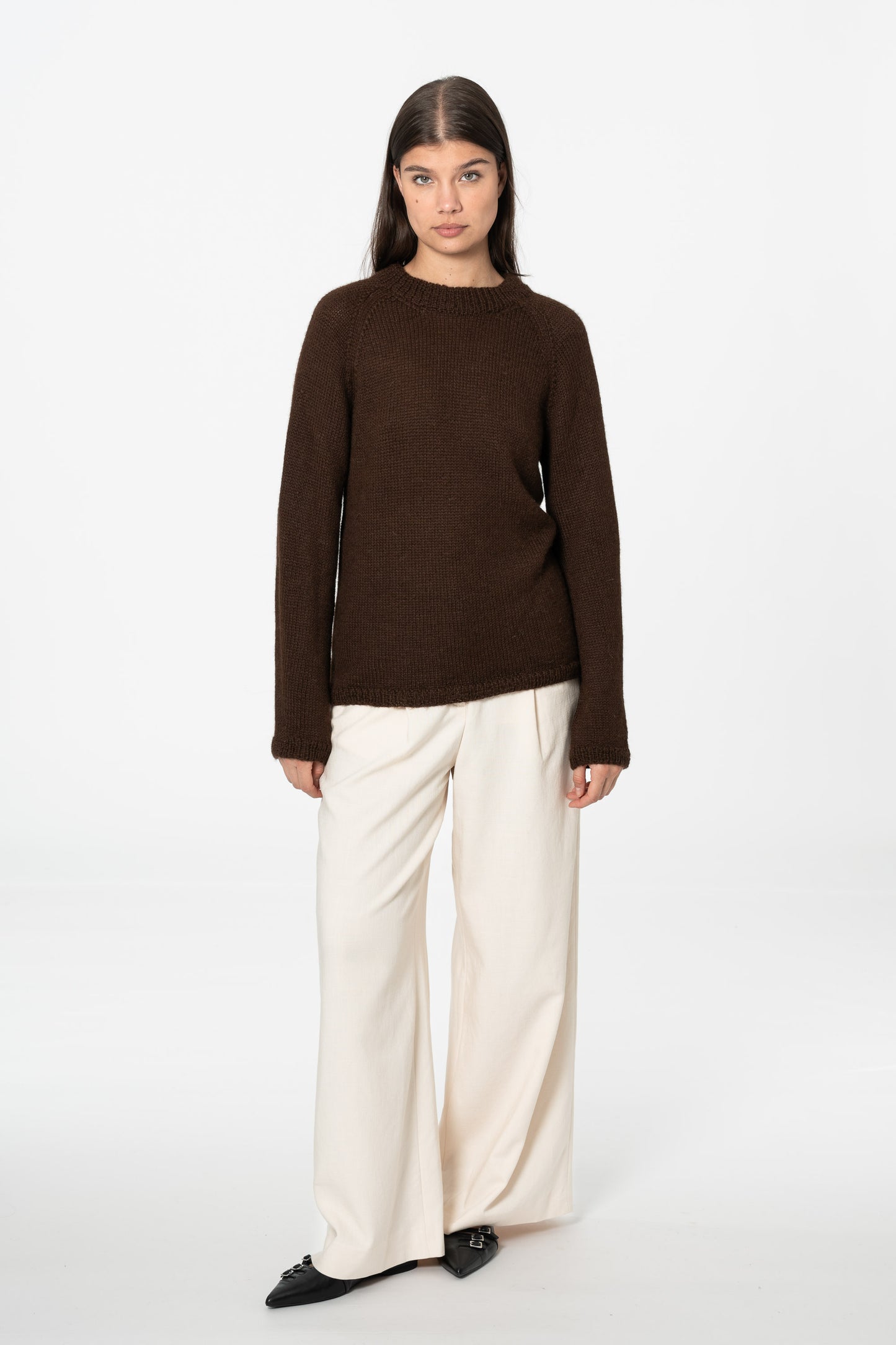 ALPACA Handknit Sweater - Coffee Brown