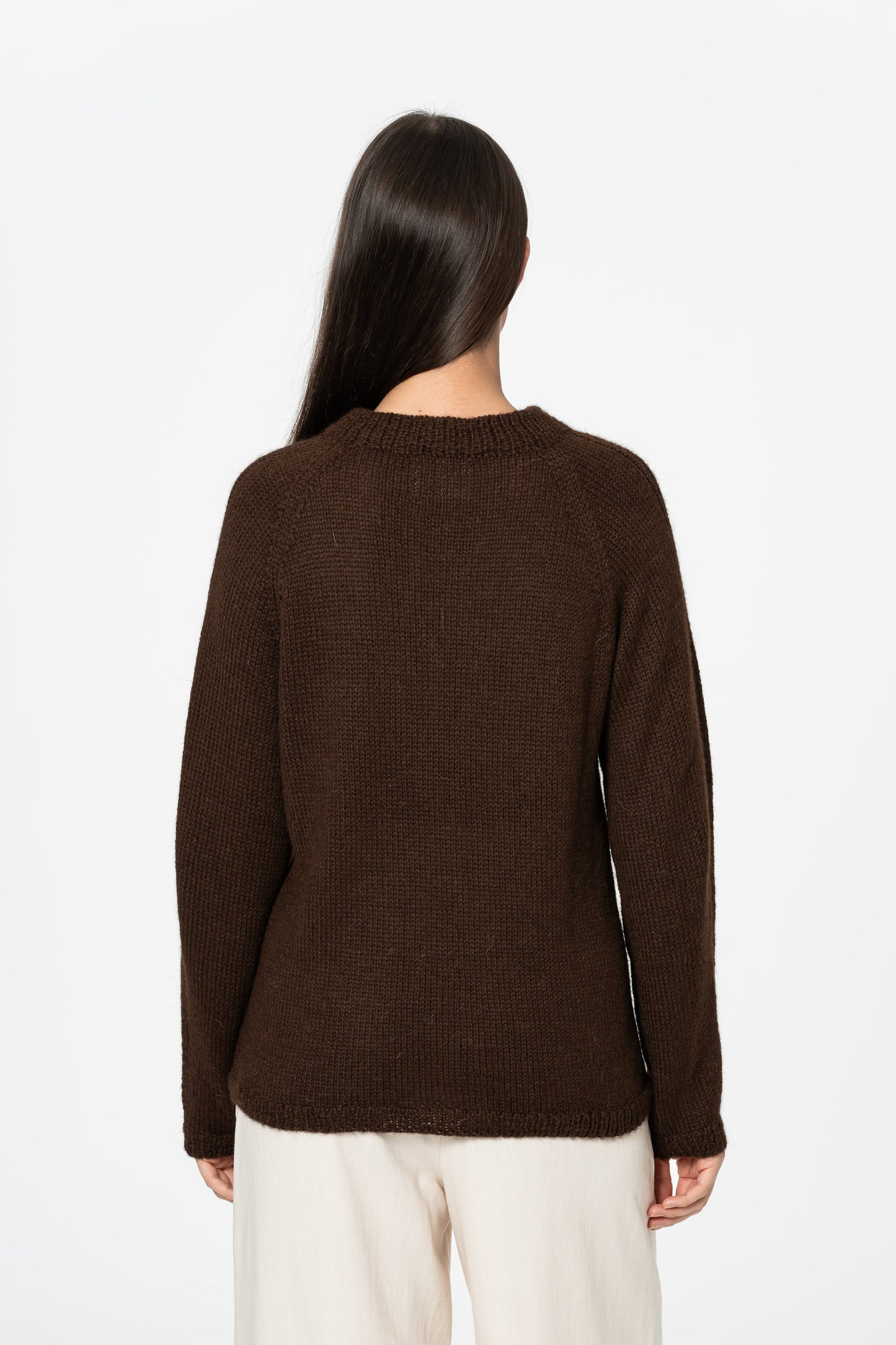 ALPACA Handknit Sweater - Coffee Brown