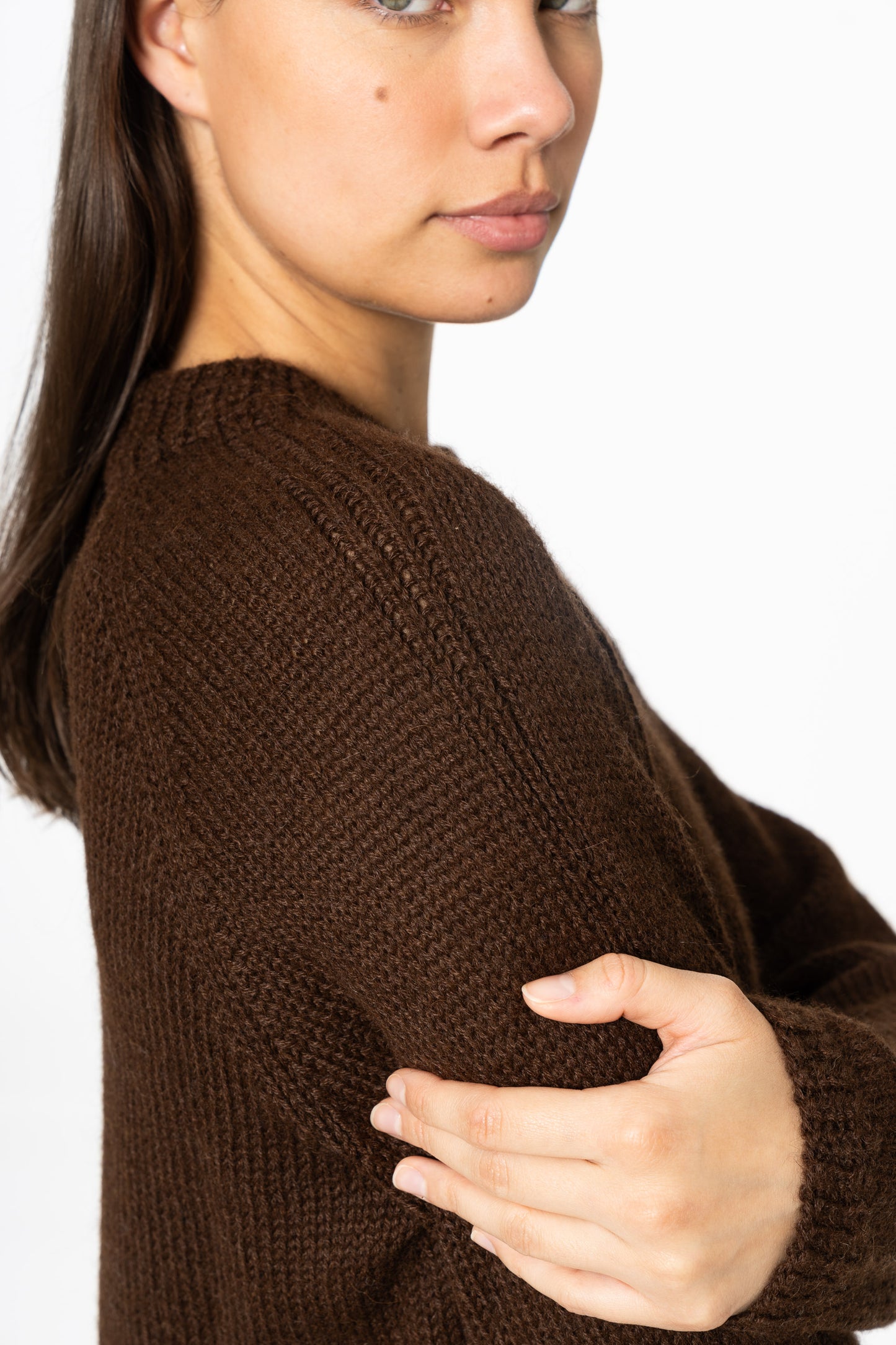 ALPACA Handknit Sweater - Coffee Brown