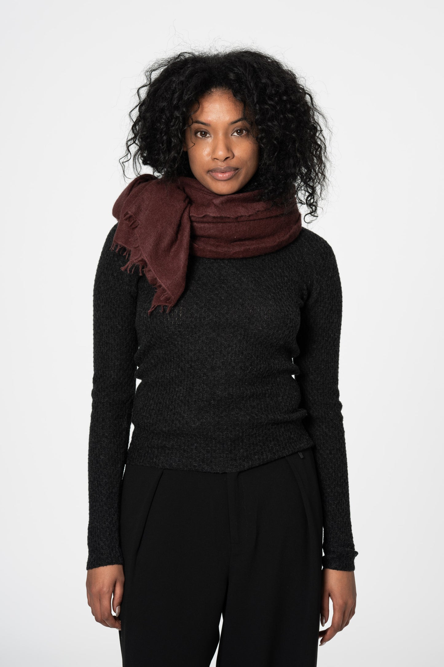 CASHMERE Felted Scarf - Merlot Red