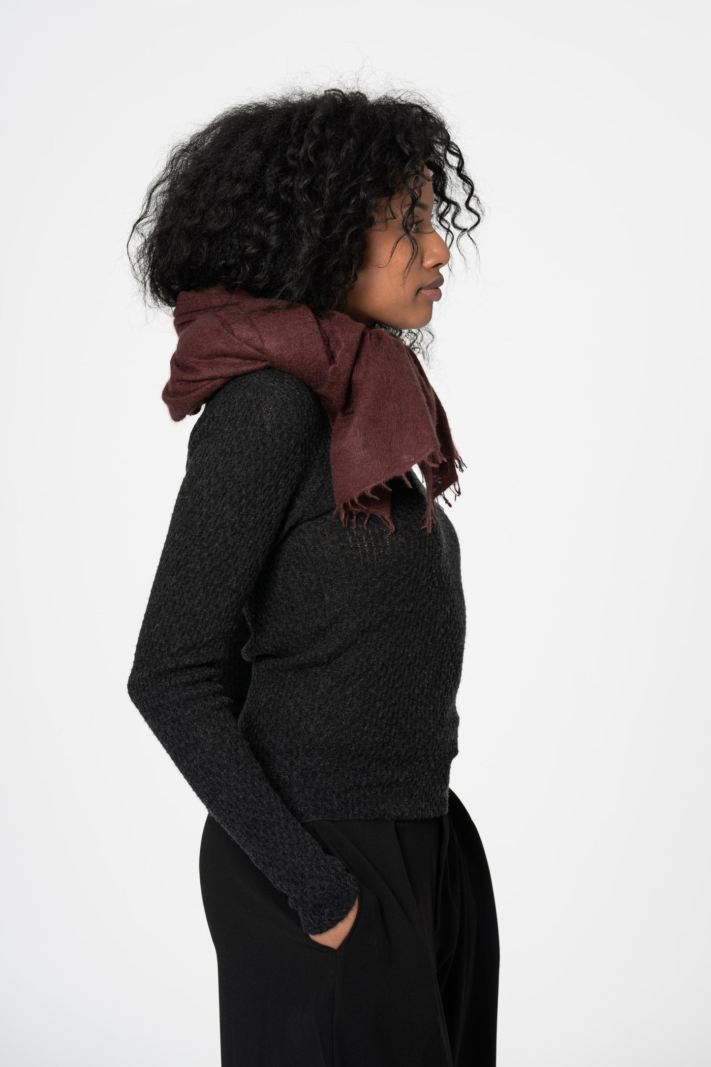 CASHMERE Felted Scarf - Merlot Red