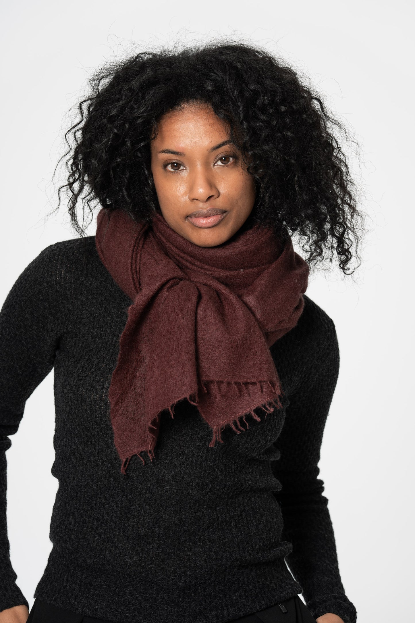 CASHMERE Felted Scarf - Merlot Red