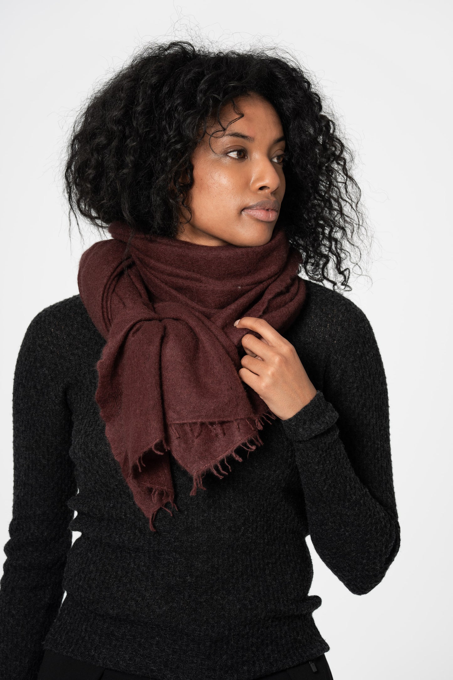 CASHMERE Felted Scarf - Merlot Red
