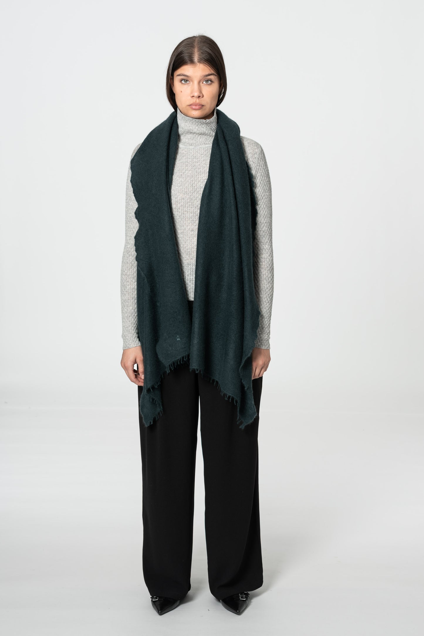 CASHMERE Felted Scarf - Peacock Green