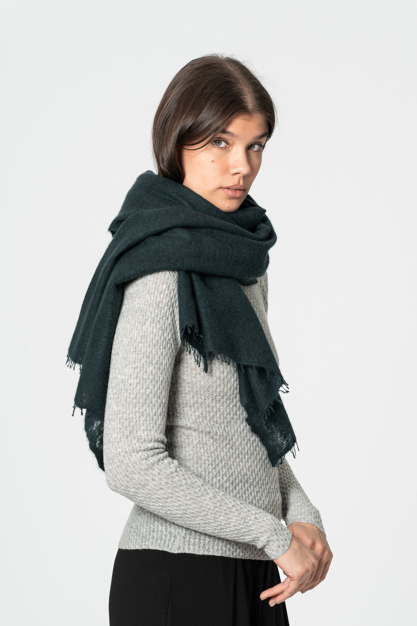 CASHMERE Felted Scarf - Peacock Green