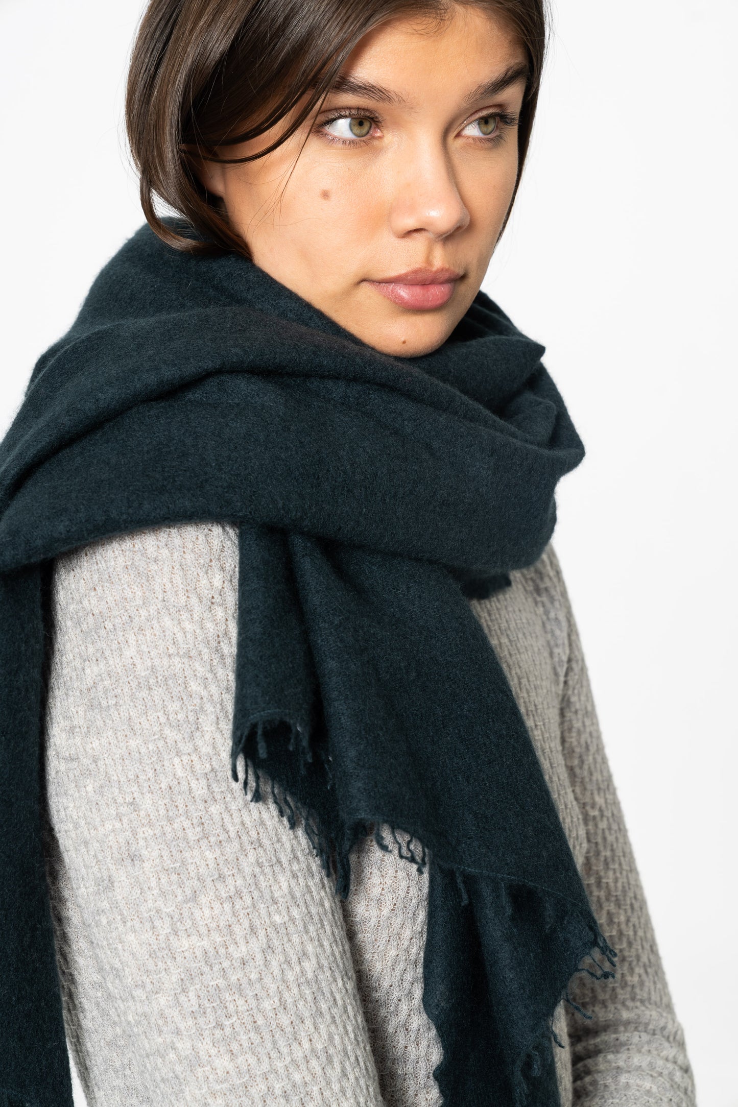 CASHMERE Felted Scarf - Peacock Green