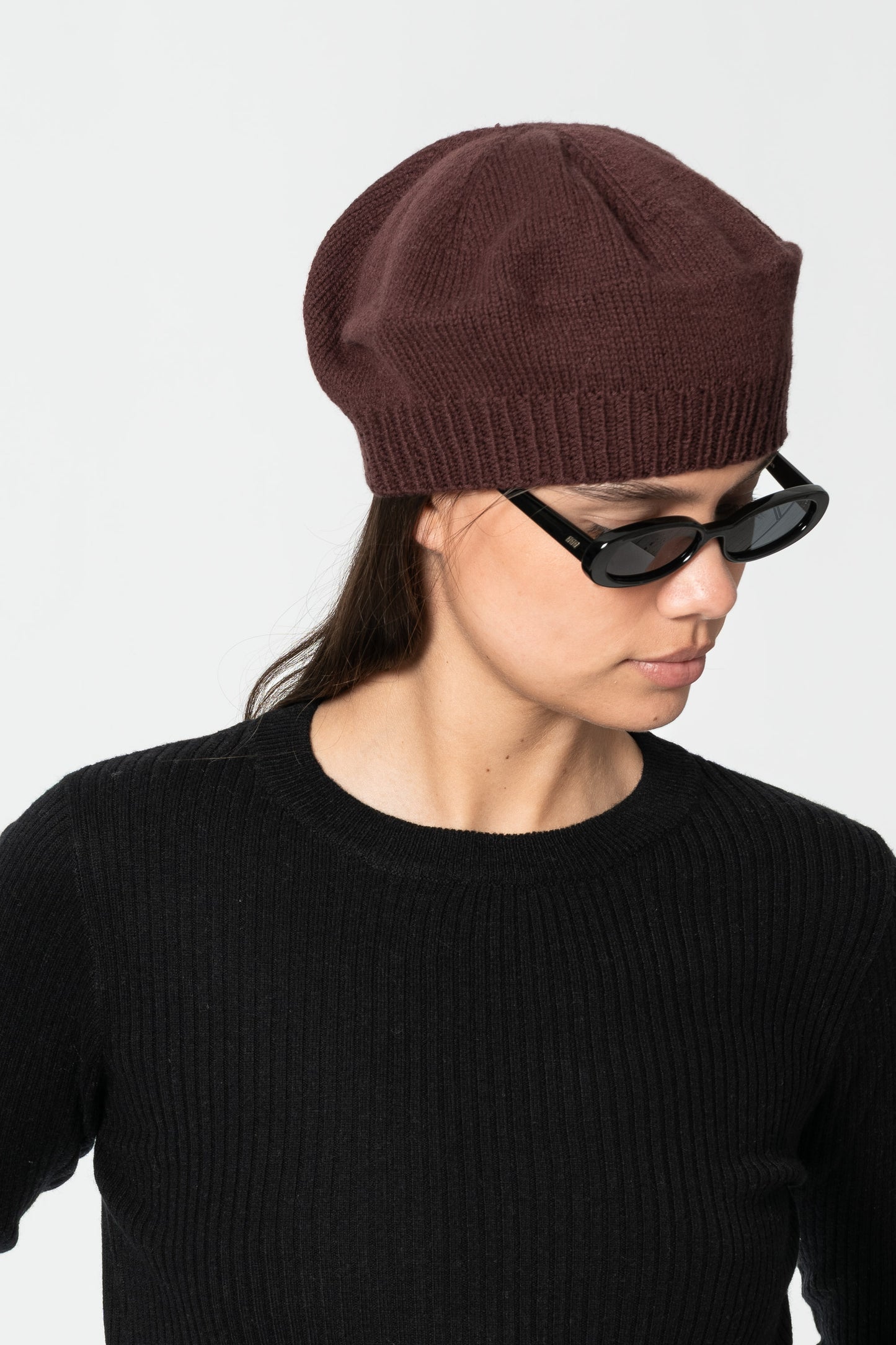 MERINO Handknit Beret - Merlot Red