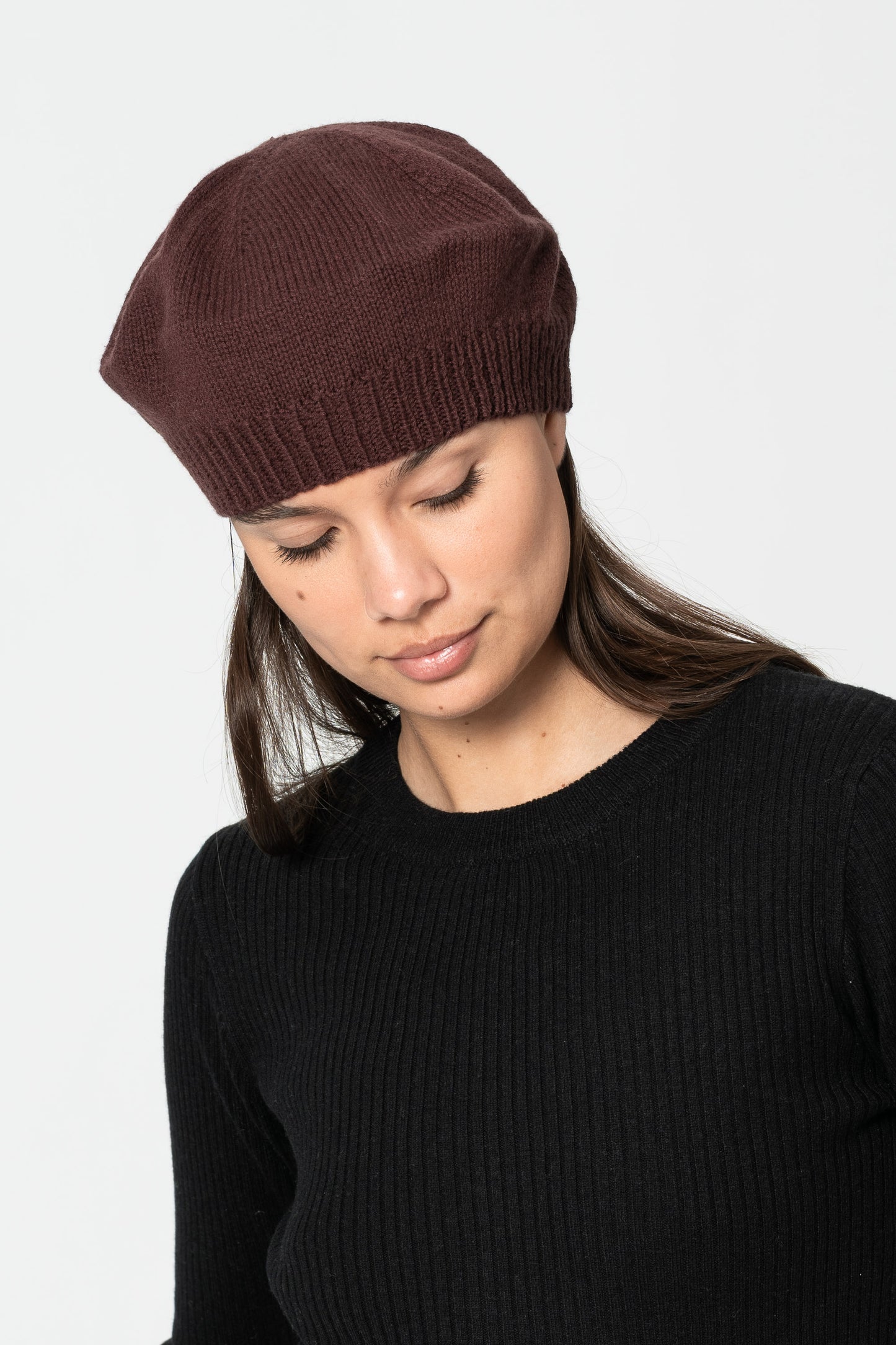 MERINO Handknit Beret - Merlot Red