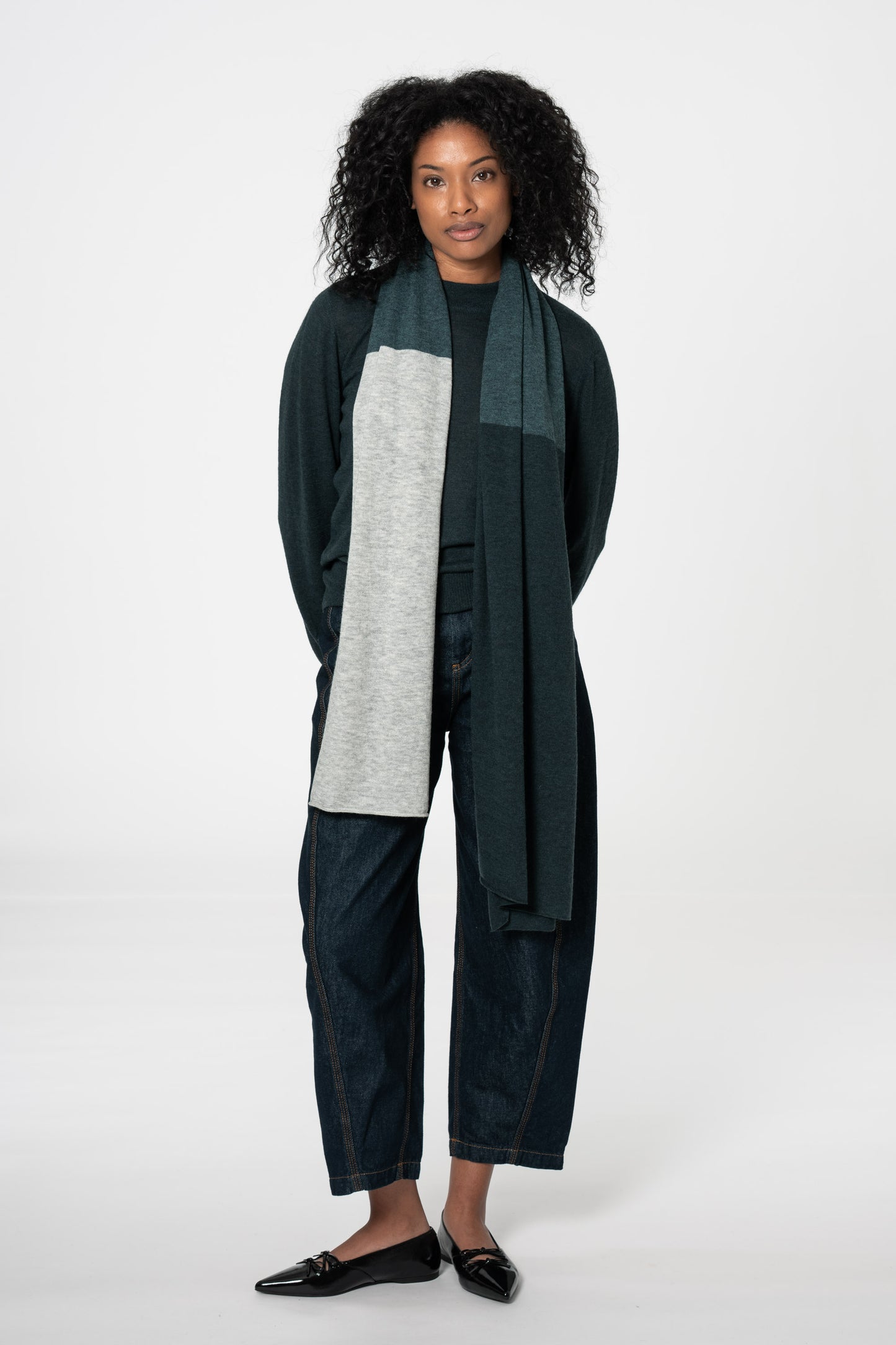 MERINO Scarf - Peacock Blocked