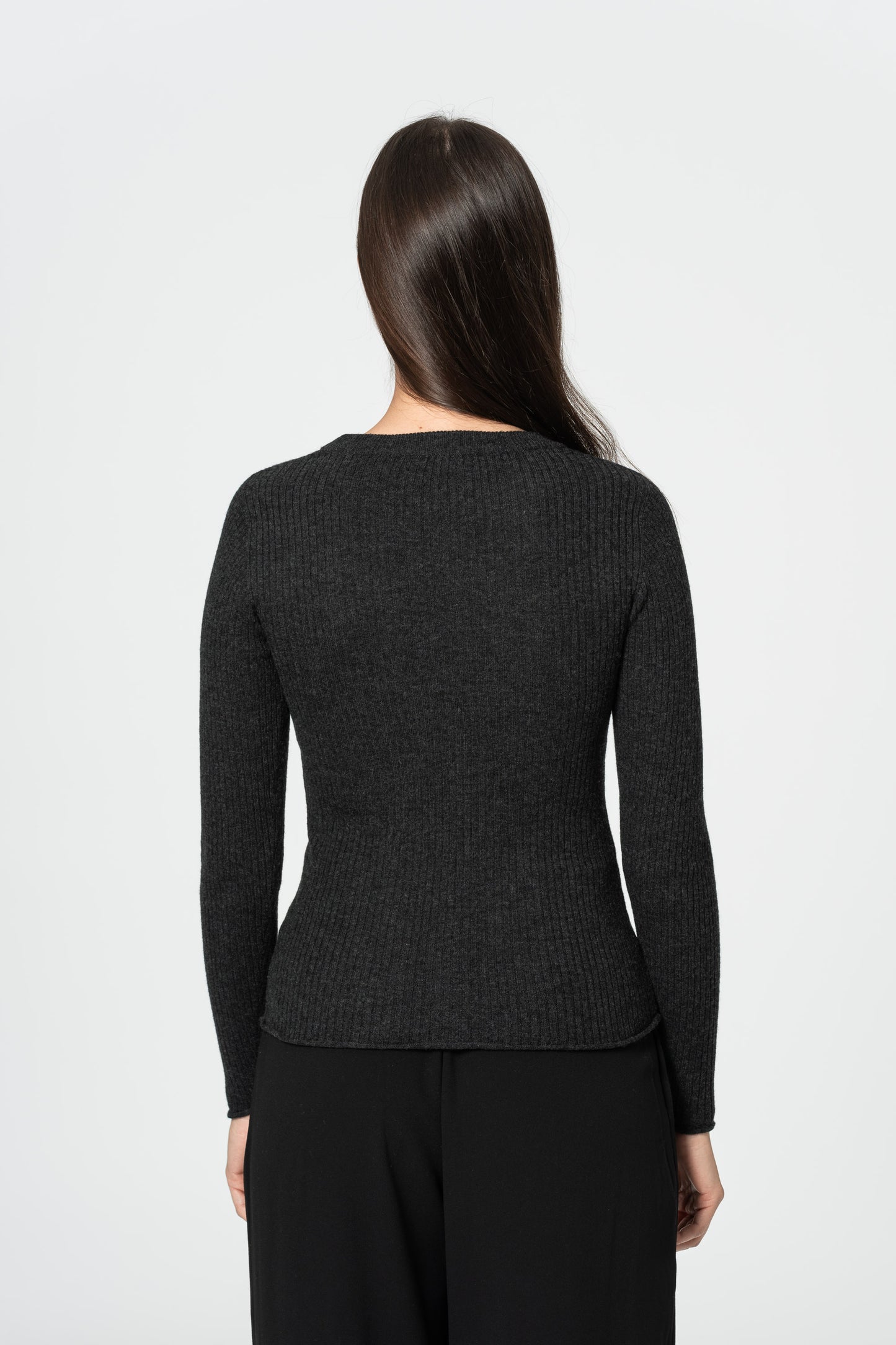 MERINO Fitted Rib Sweater - Onyx Grey