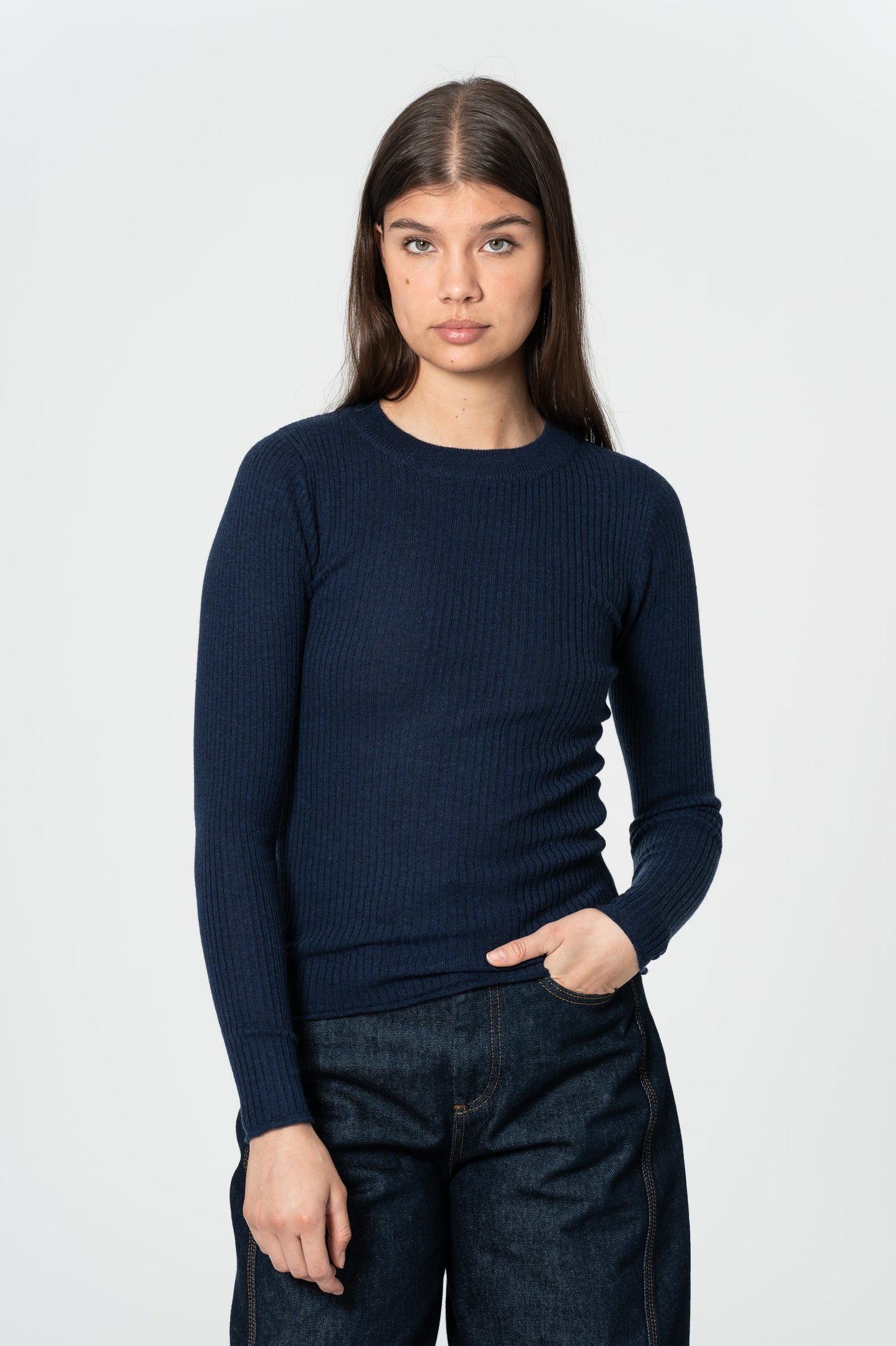 MERINO Fitted Rib Sweater - Space Blue