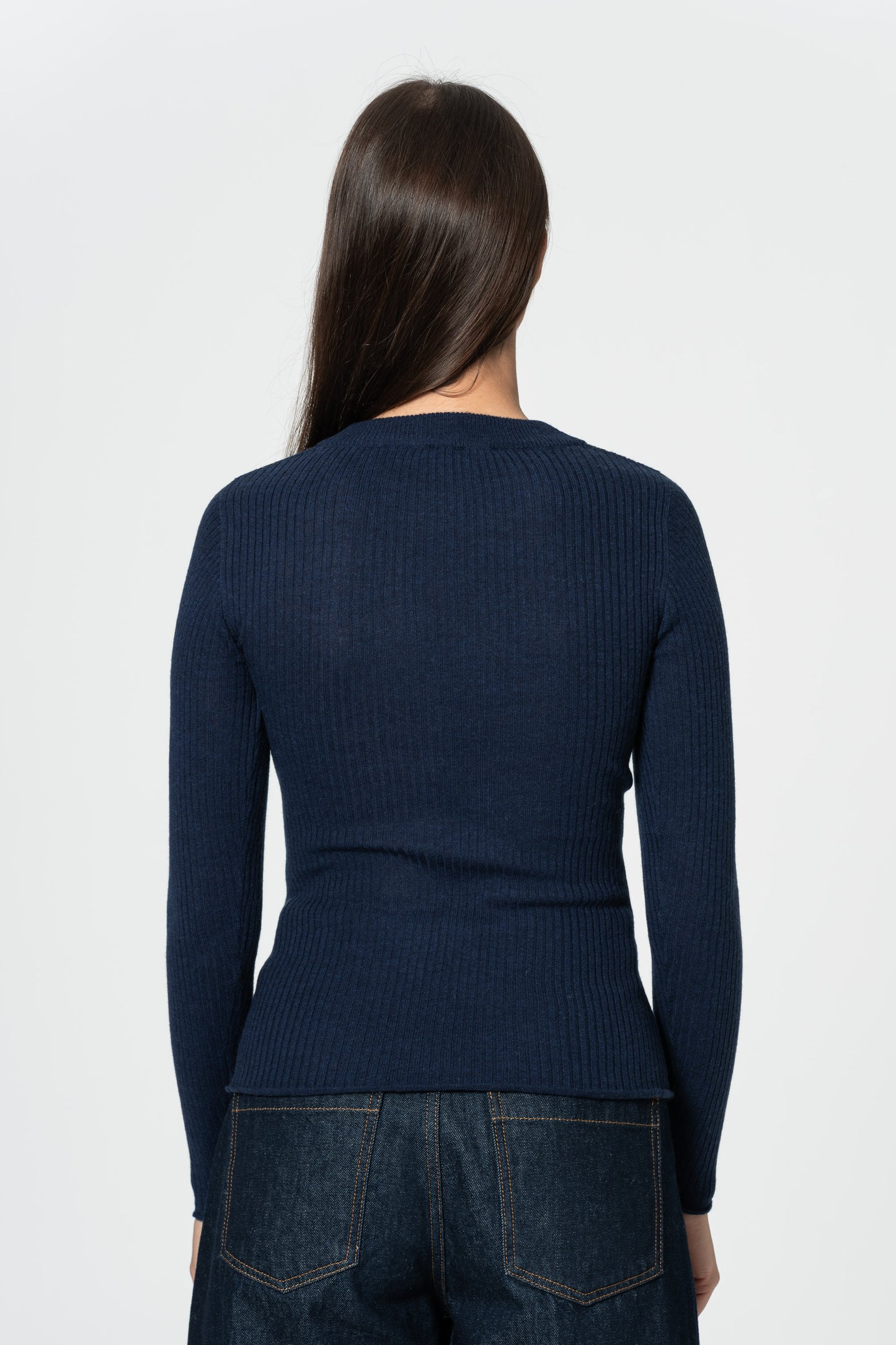 MERINO Fitted Rib Sweater - Space Blue