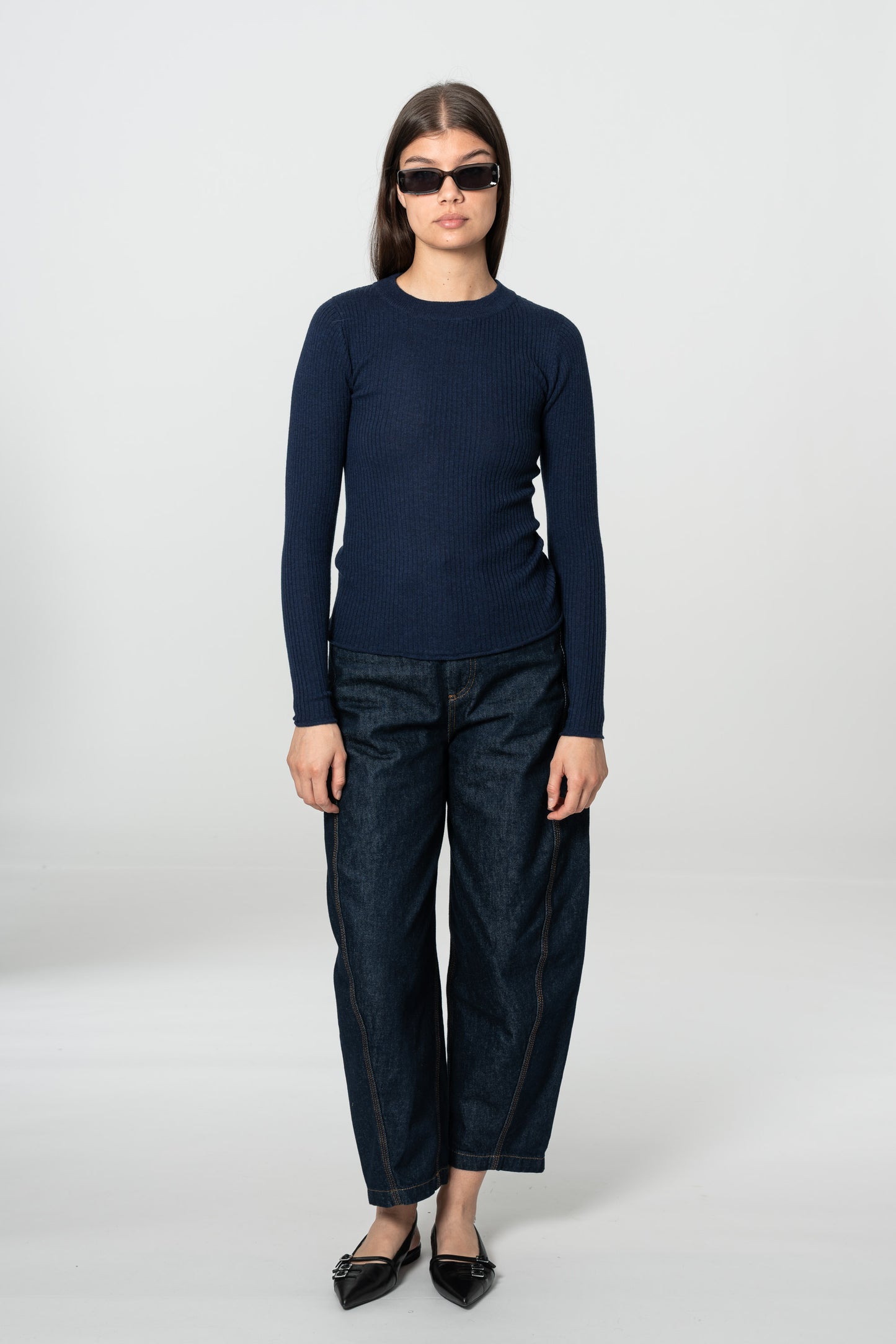 MERINO Fitted Rib Sweater - Space Blue