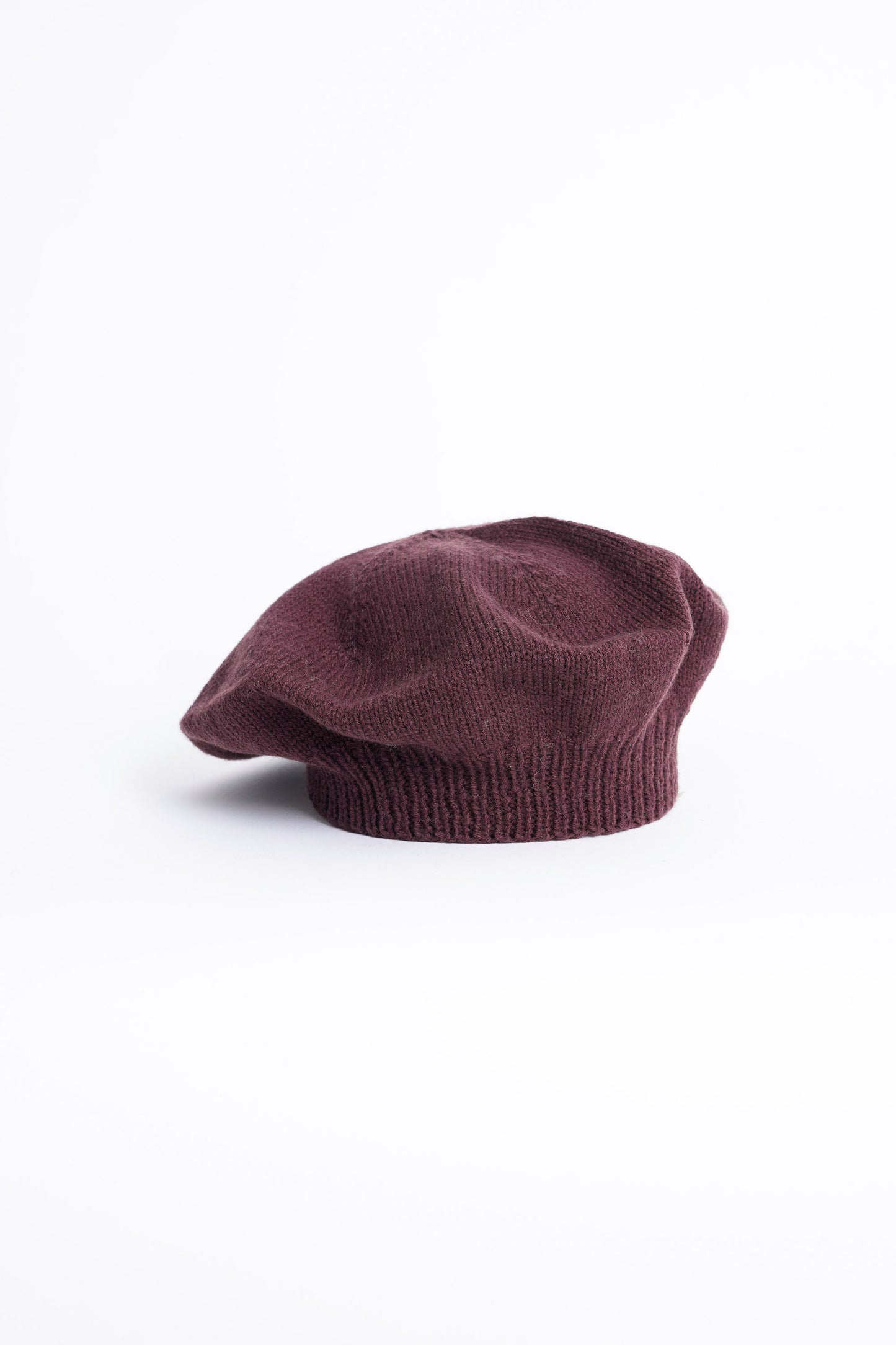 MERINO Handknit Beret - Merlot Red