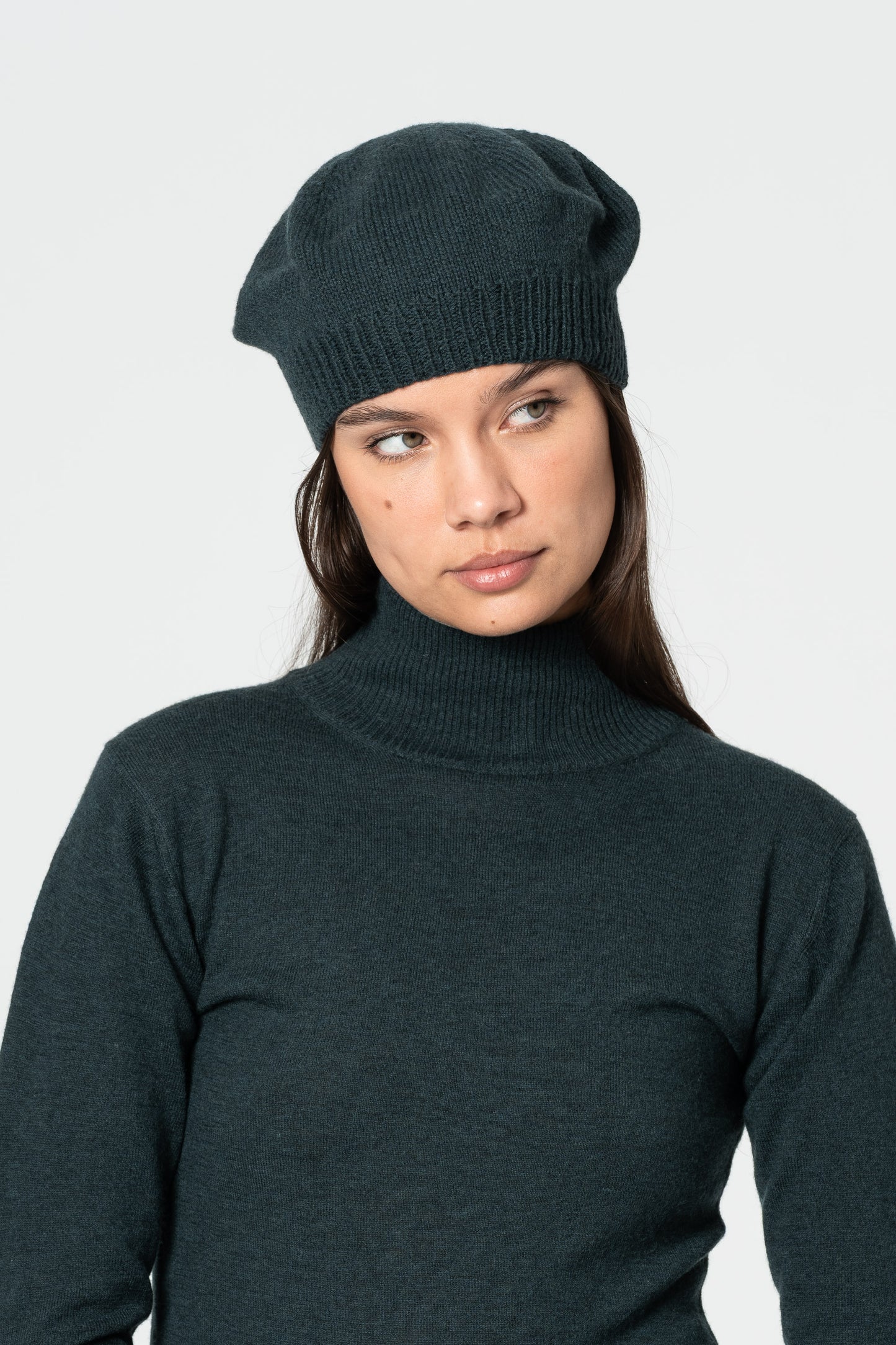 MERINO Handknit Beret - Peacock Green
