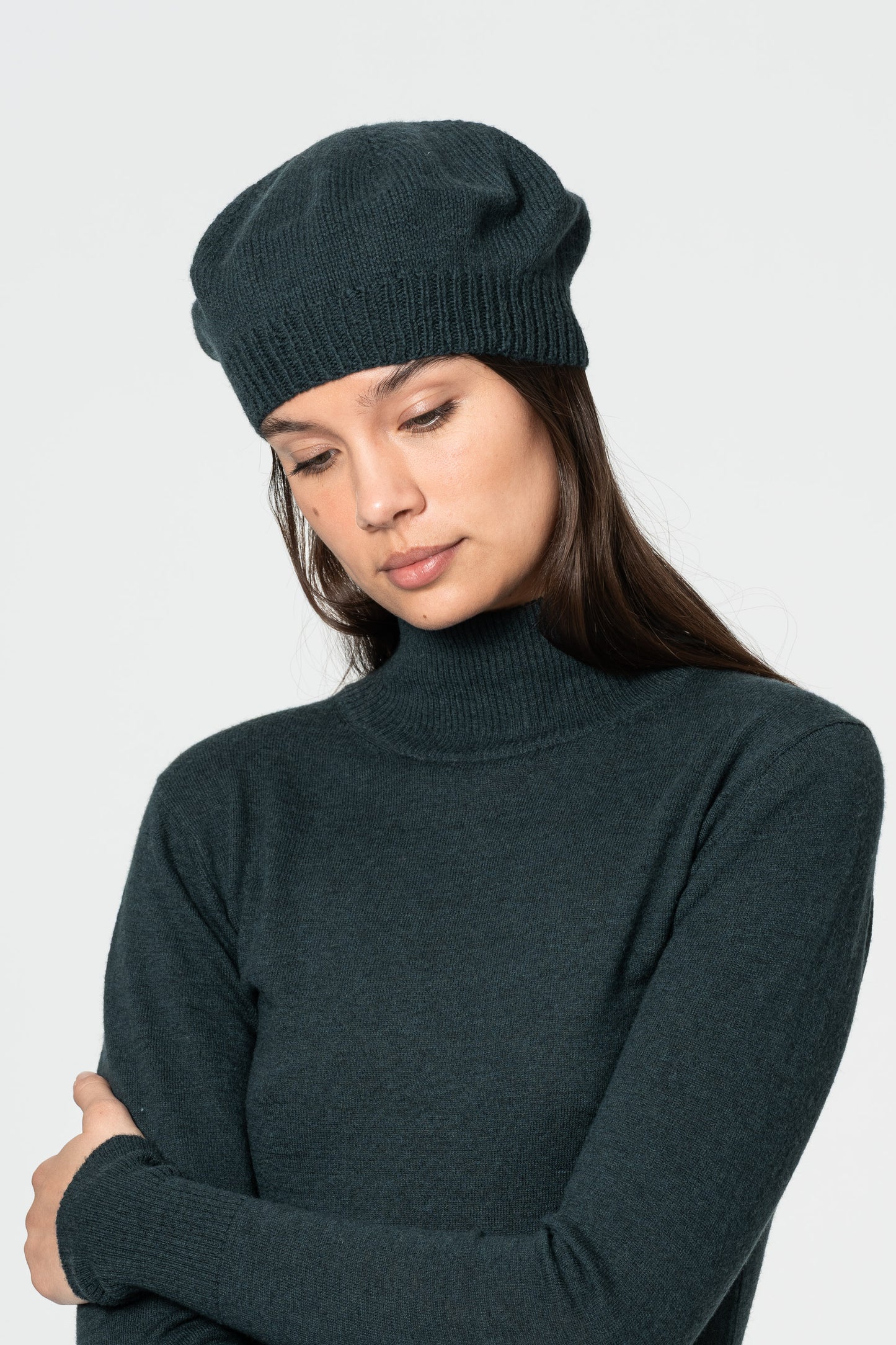 MERINO Handknit Beret - Peacock Green