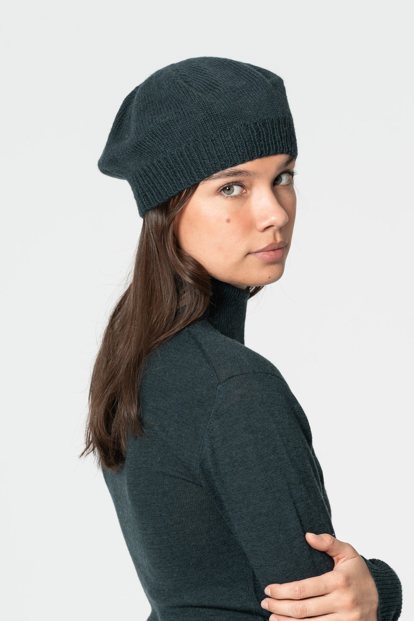 MERINO Handknit Beret - Peacock Green