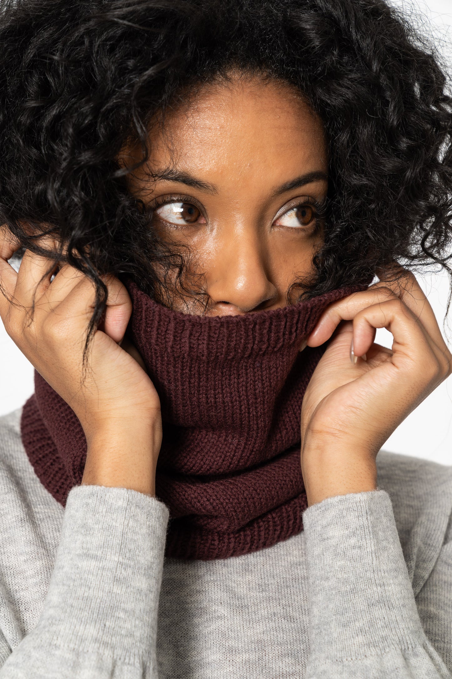 MERINO Handknit Neckwarmer - Merlot Red