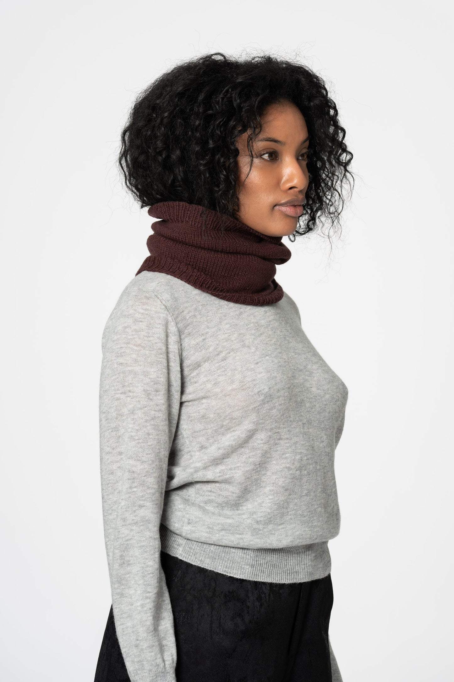 MERINO Handknit Neckwarmer - Merlot Red