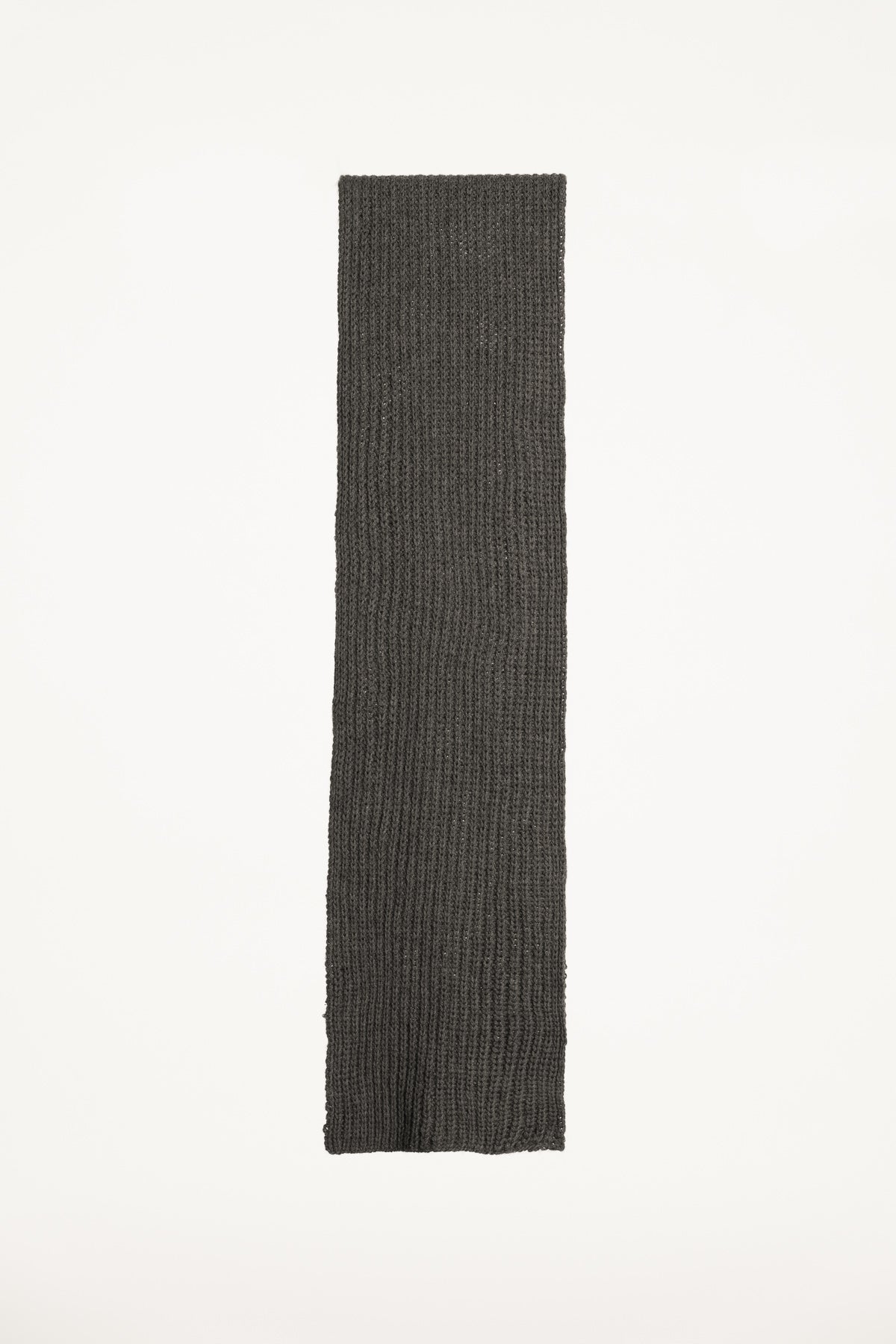 MERINO Handknit Rib Scarf - Mulch Brown