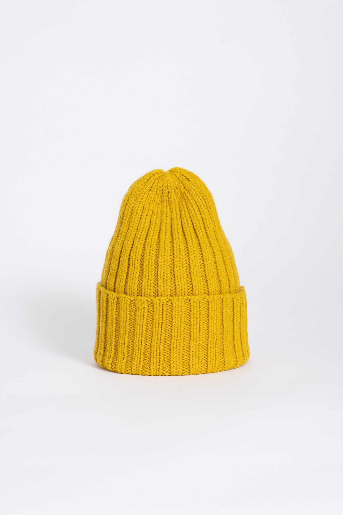 MERINO Handknit Thick Rib Hat - Cyber Yellow
