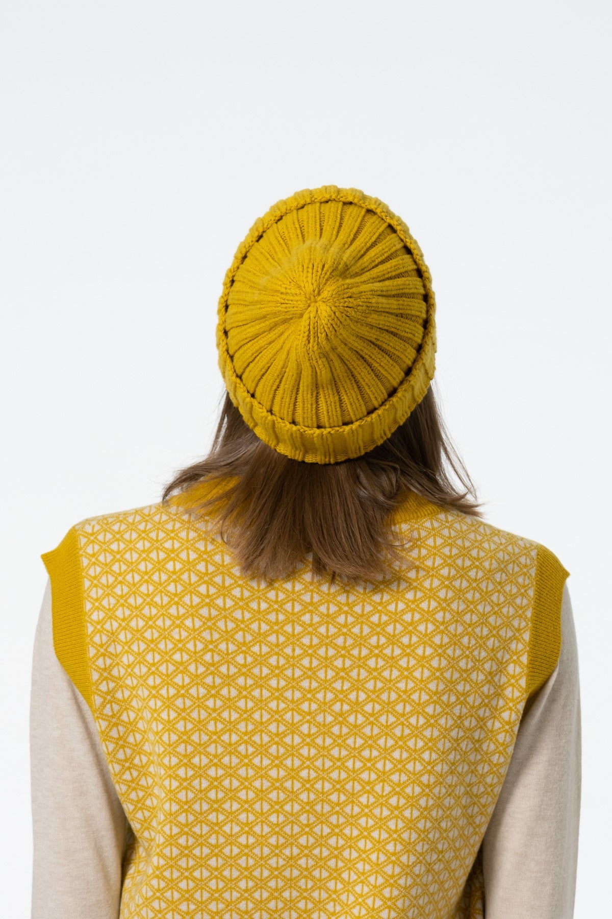 MERINO Handknit Thick Rib Hat - Cyber Yellow