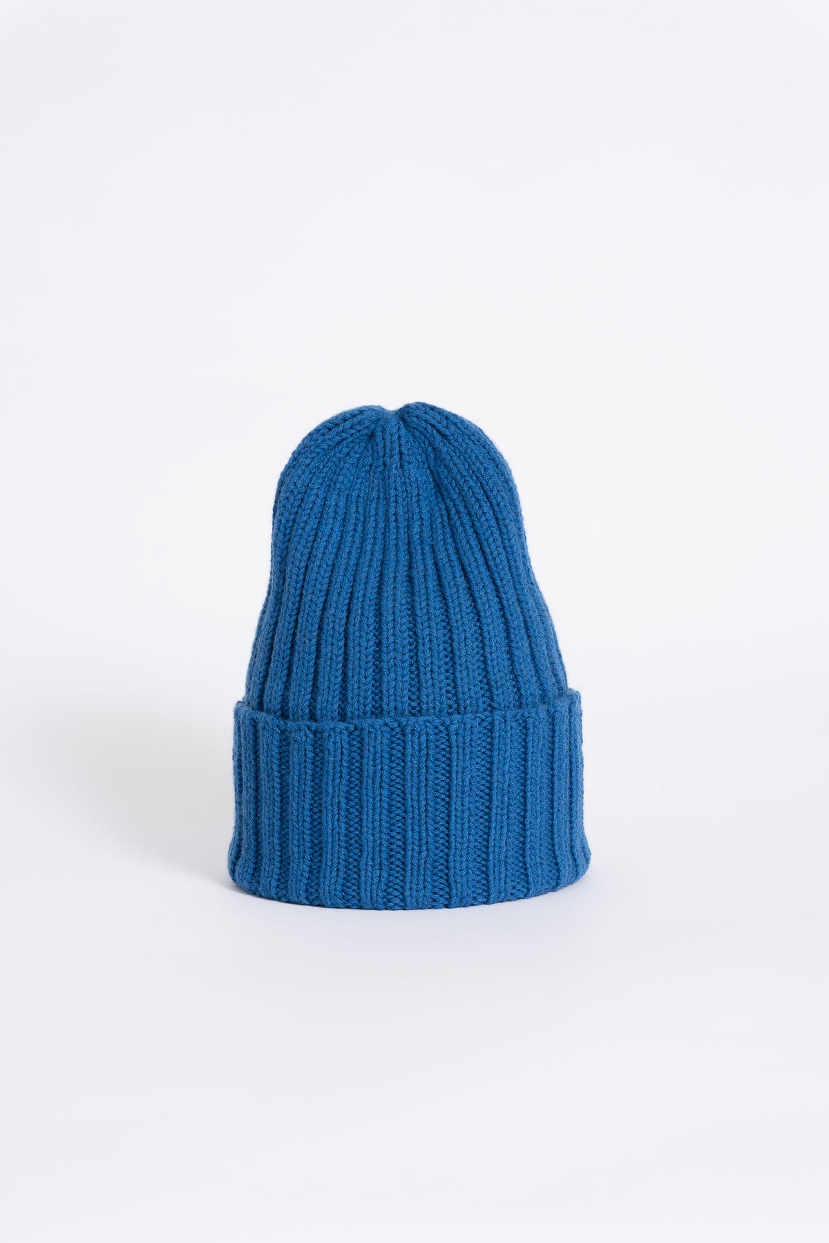 MERINO Handknit Thick Rib Hat - Ocean Blue
