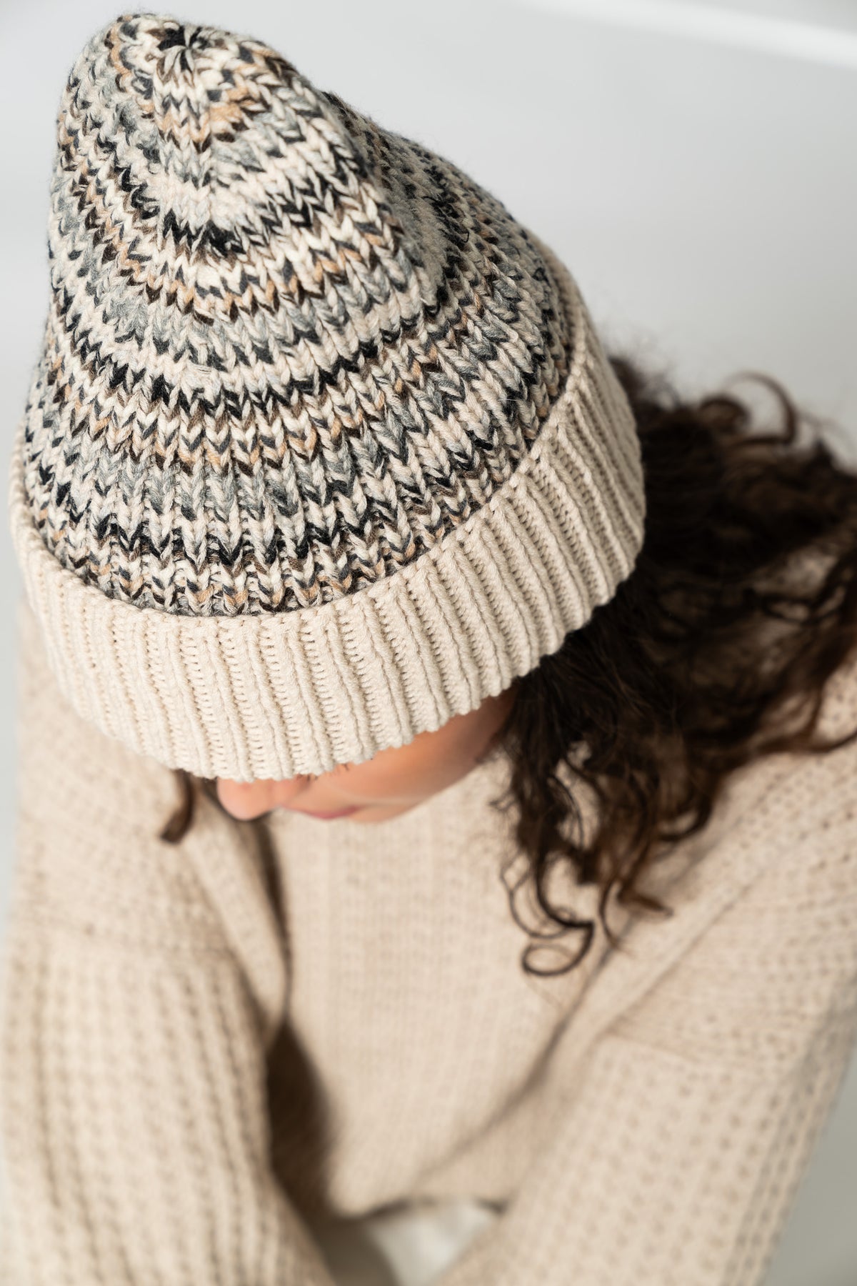 MERINO Handknit Zero Waste Hat - Almond White
