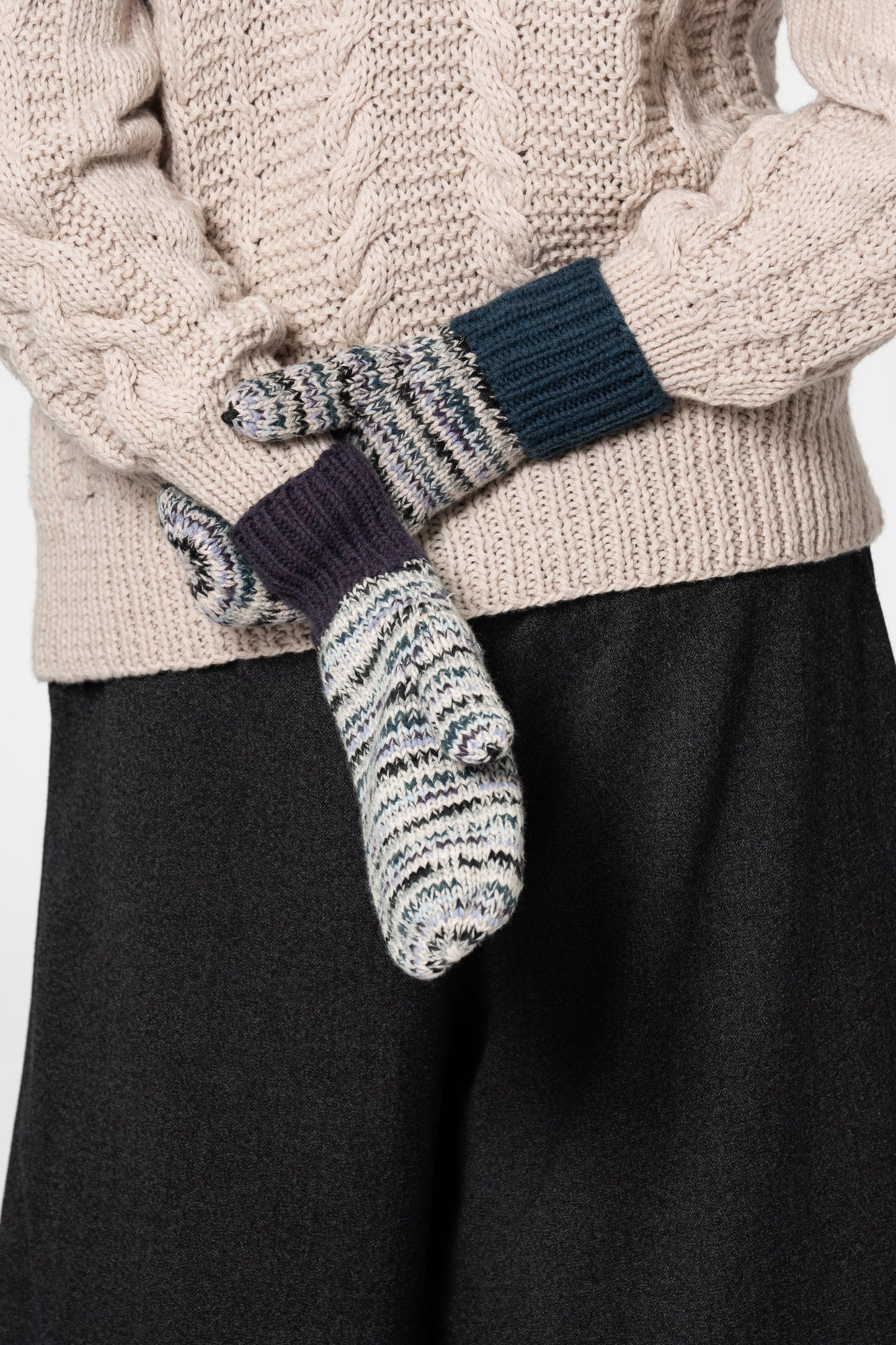 MERINO Handknit Zero Waste Mittens - Plum Purple