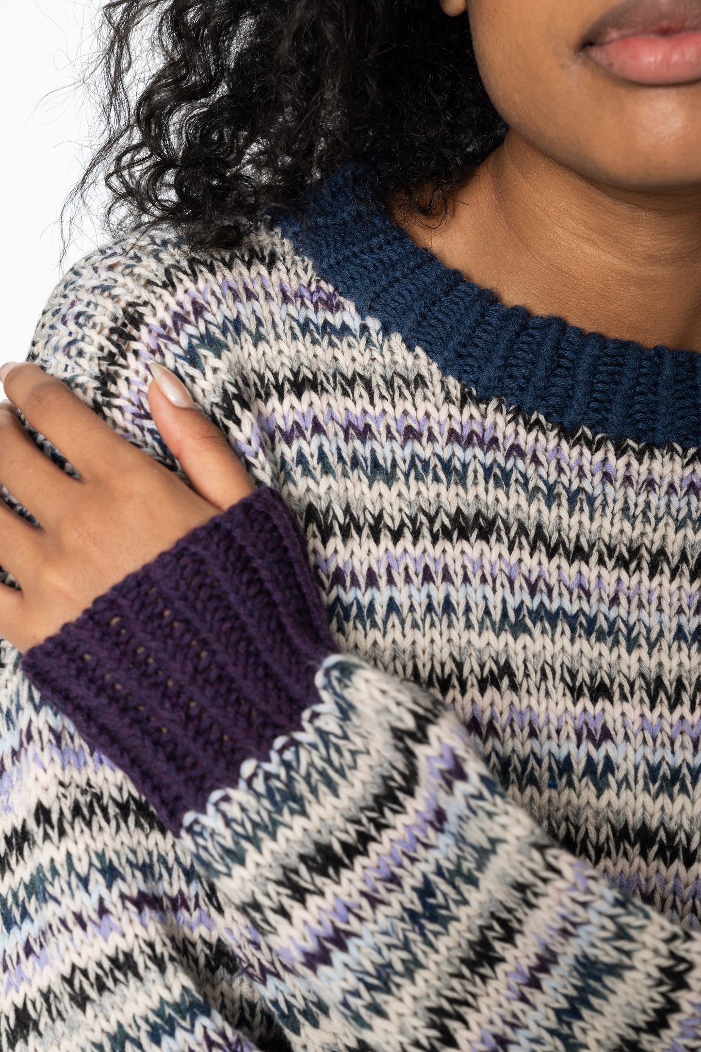 MERINO Handknit Zero Waste Sweater - Plum Purple