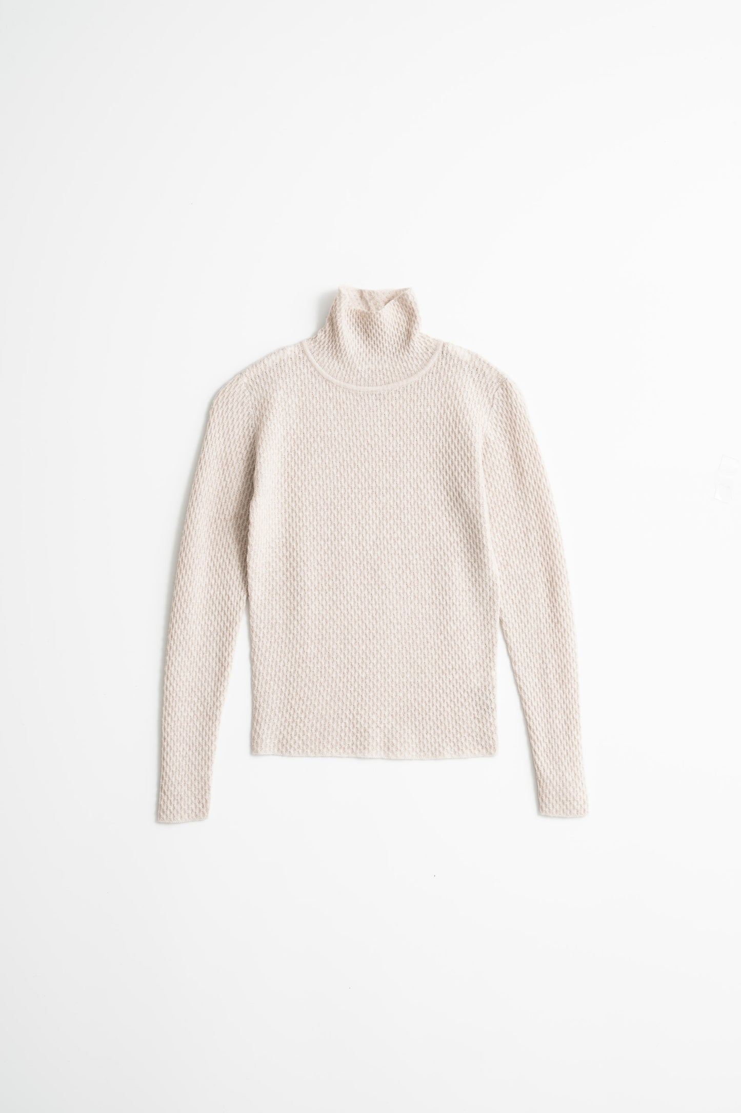 MERINO Lace Turtleneck - Almond White