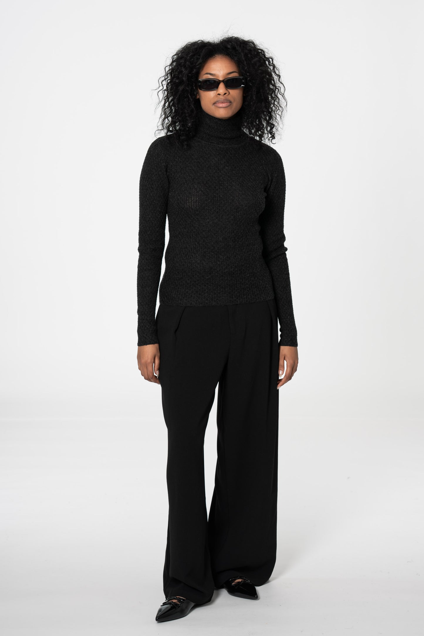 MERINO Lace Turtleneck - Onyx Grey