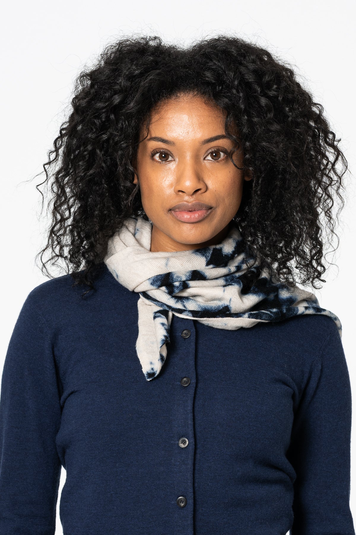 MERINO Shibori Scarf - Space Blue
