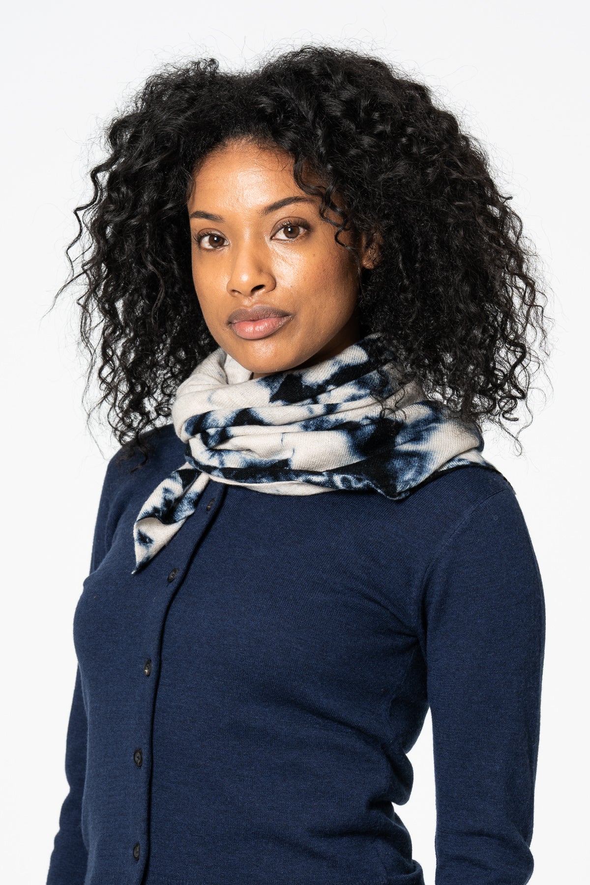 MERINO Shibori Scarf - Space Blue