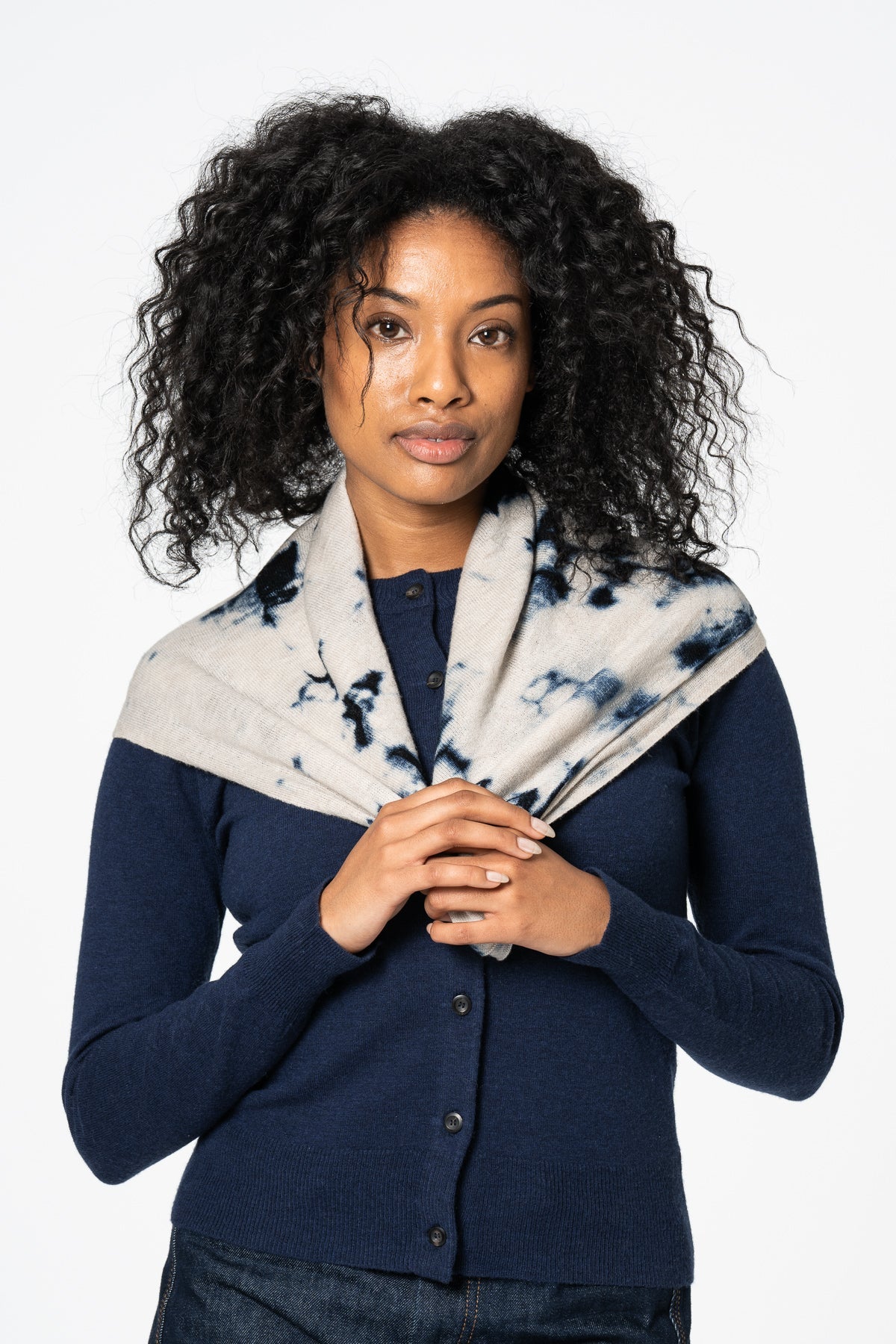 MERINO Shibori Scarf - Space Blue