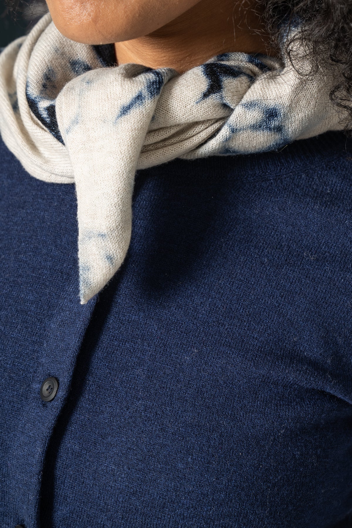 MERINO Shibori Scarf - Space Blue