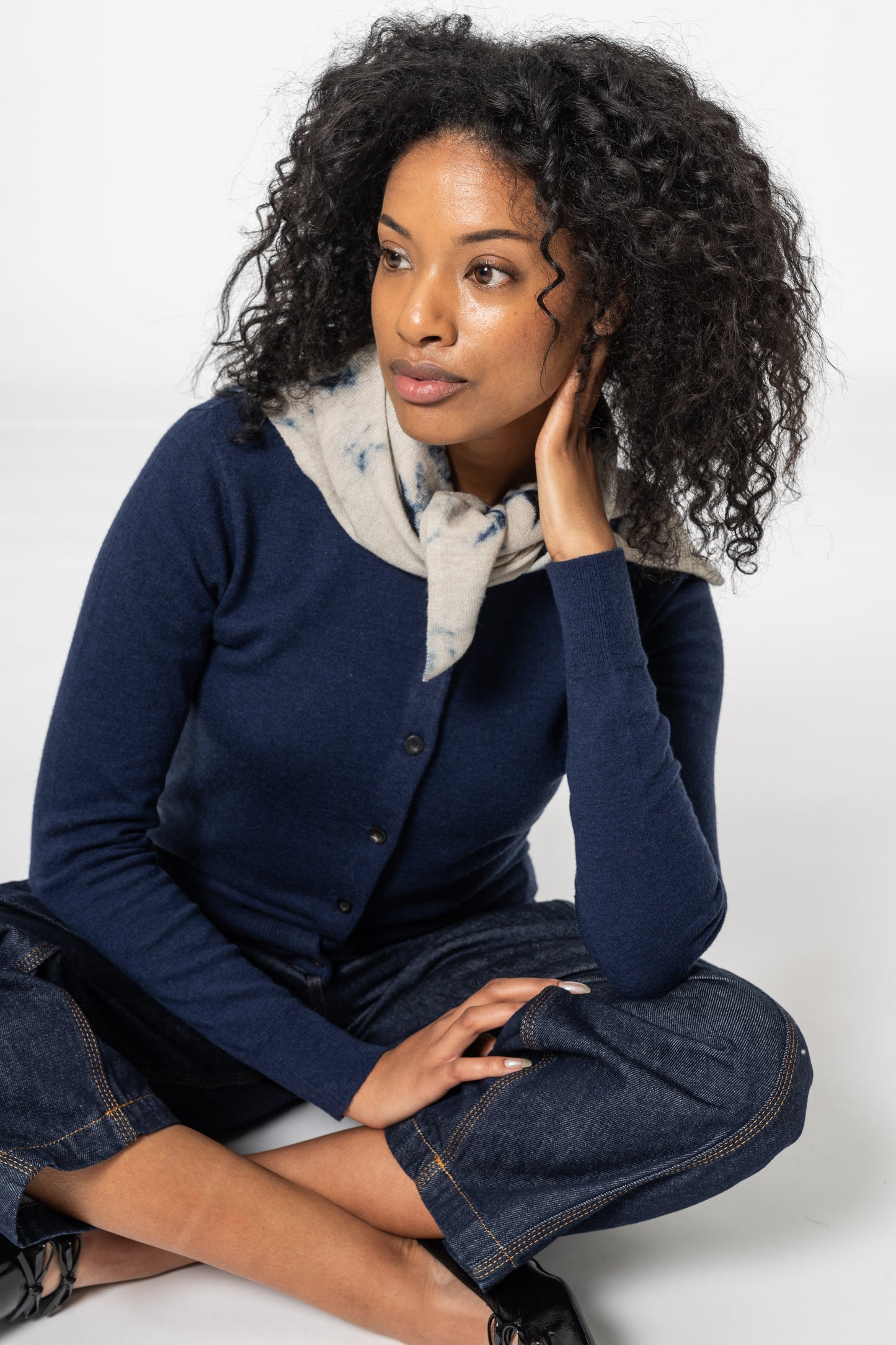 MERINO Shibori Scarf - Space Blue