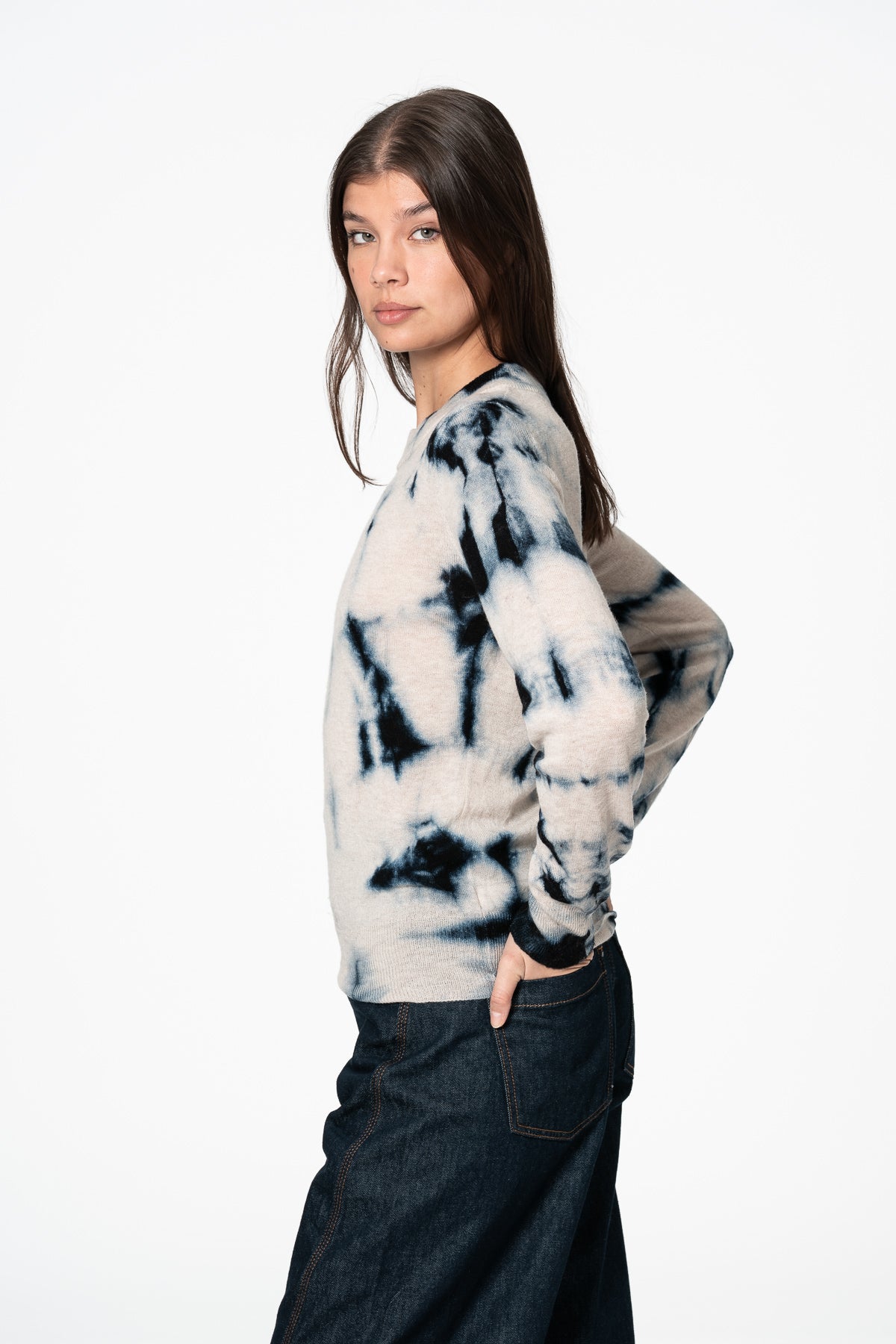 MERINO Shibori Sweater - Space Blue