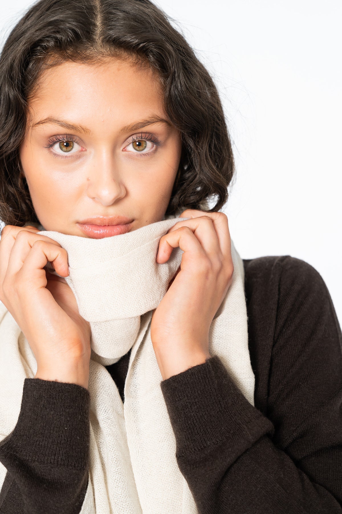 MERINO Woven Scarf - Almond White