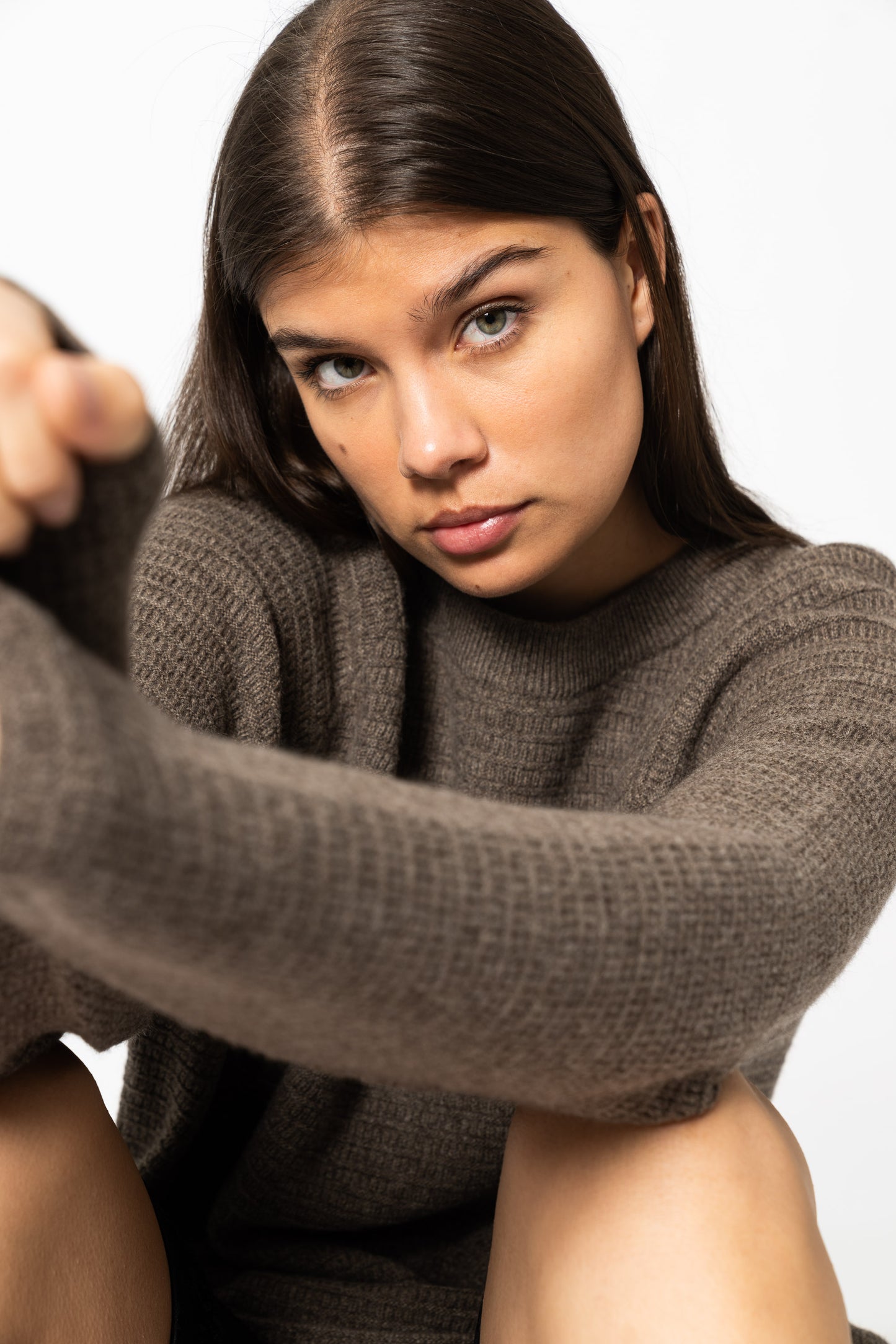 YAK Purlstripe Sweater - Oat Brown