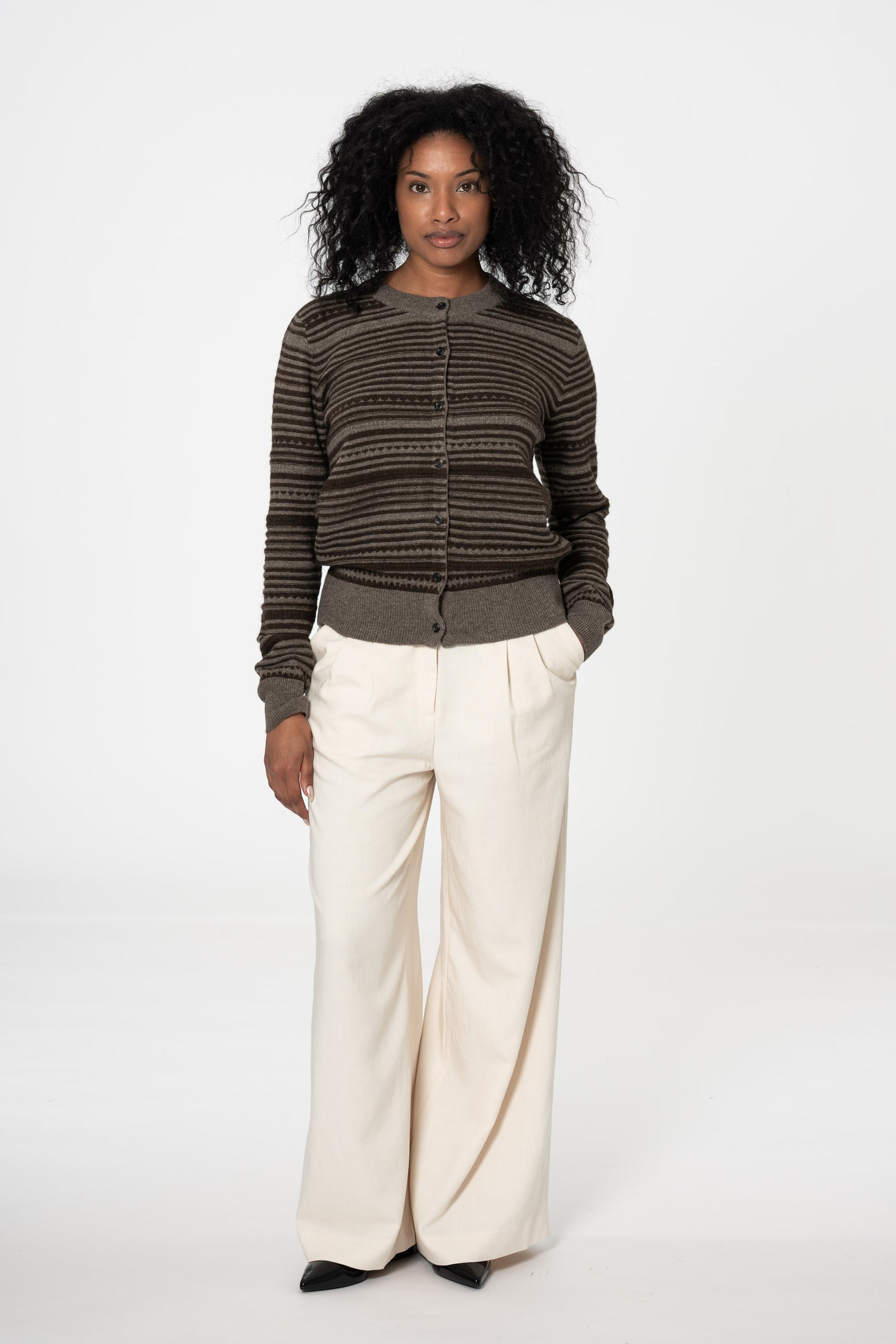 YAK Striped Cardigan - Two Tone